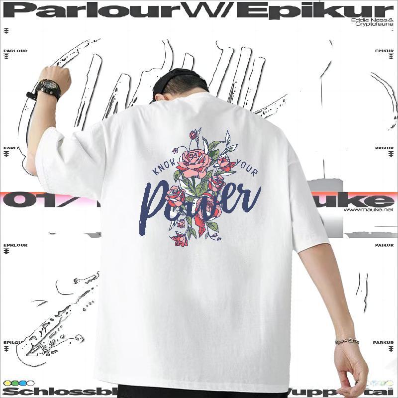 2024 Summer T-Shirts for Men 230g Pure Cotton flower Casual Daily Wear Tees Shirts Short Sleeve Soft Cool Men Tshirts Custom Print Oversized