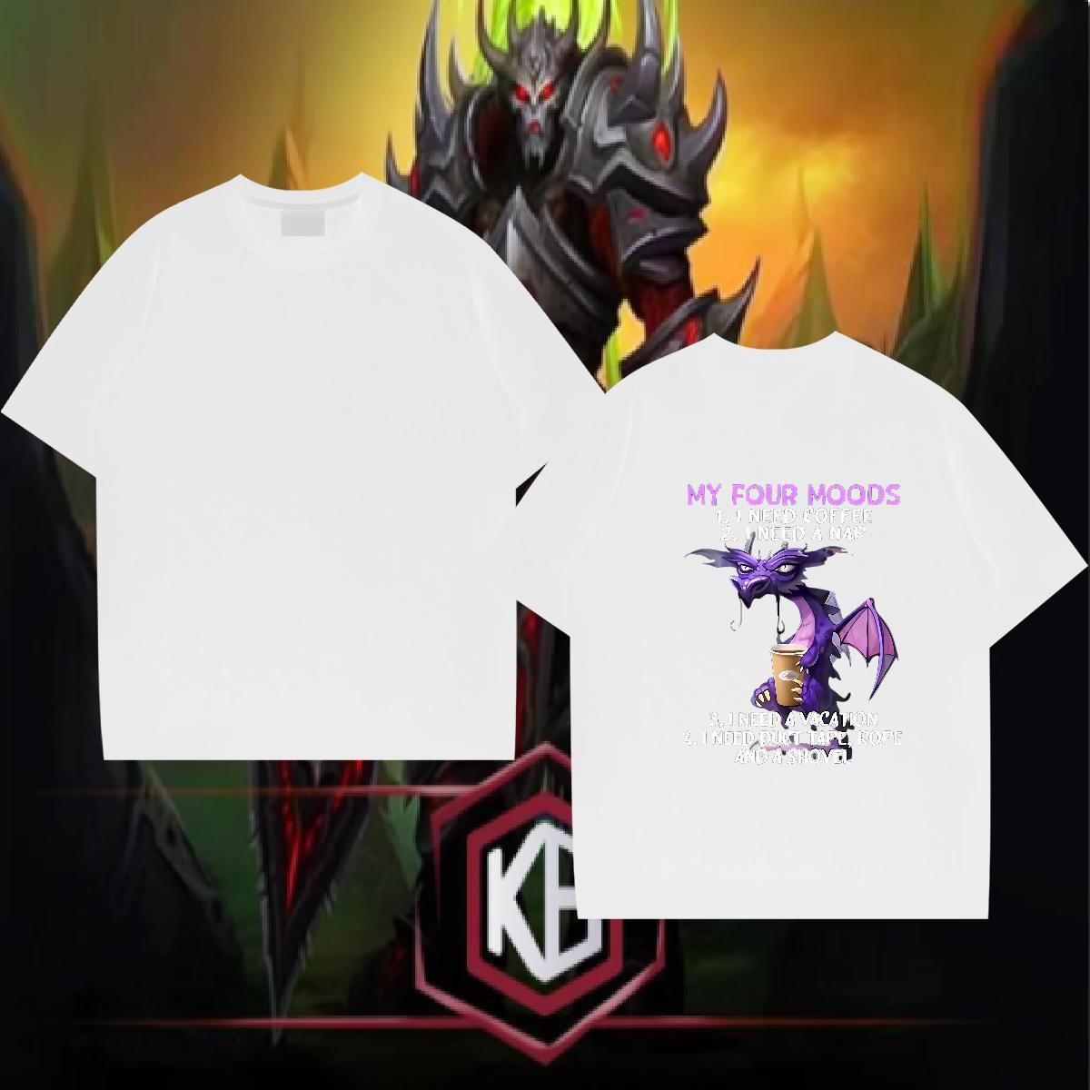 2024 Summer T-Shirts for Men 100% Cotton 230g dinosaur High Street Hip Hop Tee Shirt O Neck Short Sleeves Cool Design Tshirt for Man Woman Oversized 4