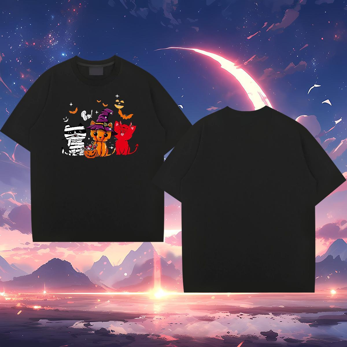 Fashion T-Shirts for Men 230g Pure Cotton halloween Street Wear Clothes Breathable Soft High Quality Men Clothes T-Shirt Anime