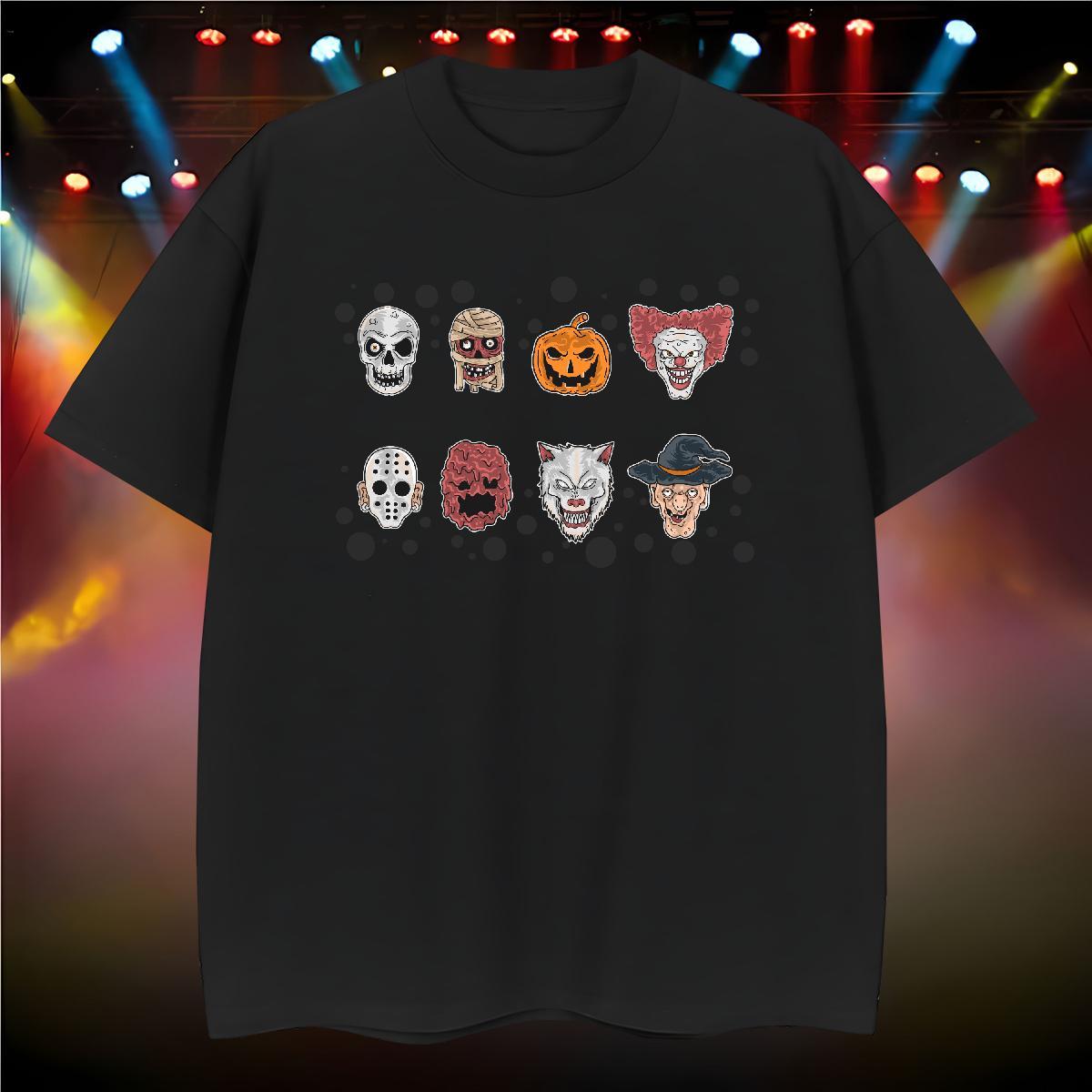 Man T Shirts 230g Cotton Halloween Casual Short Sleeve O-Neck White Plus Size Couples T Shirts Fashion Casual Brand Polos