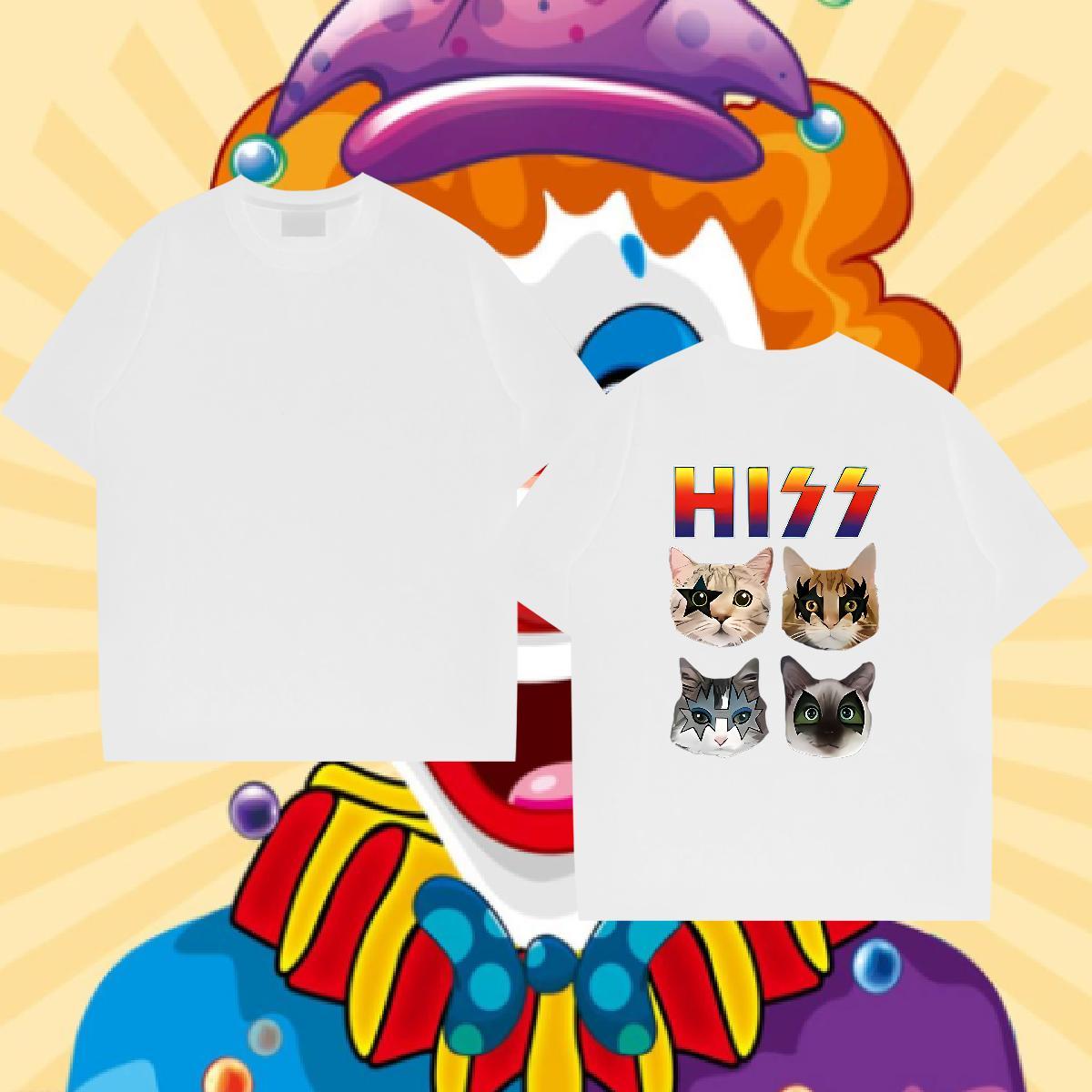 Classic Casual Mens T Shirts 230g Cotton cat Casual Daily Wear Tshirts Pure Cotton Cool Tshirt for Man Woman Graphic