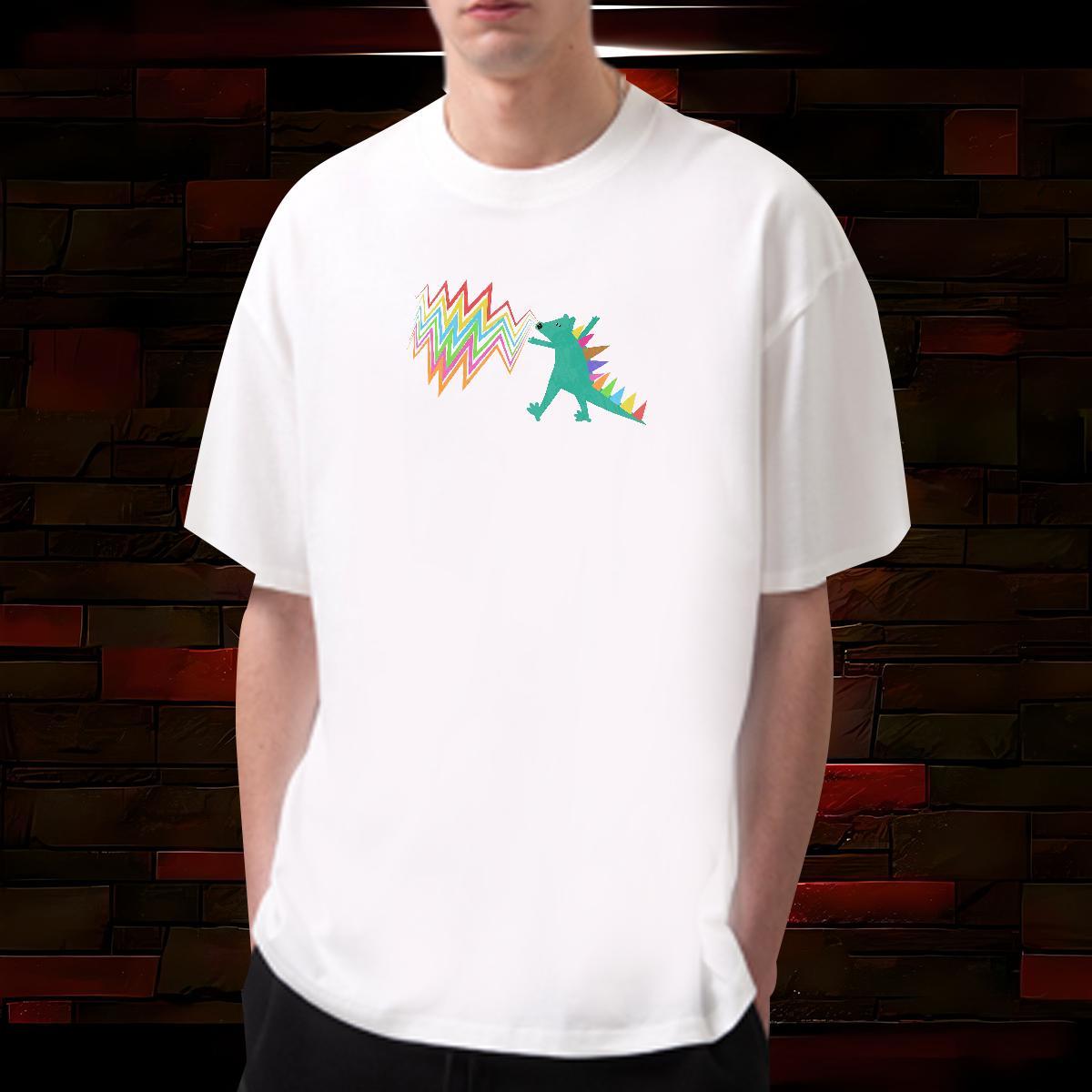 Men T Shirts 100% Cotton 230g dinosaur Hip Hop Breathable Short Sleeve Black White Couples T Shirts Factory Direct Cool Design Tees