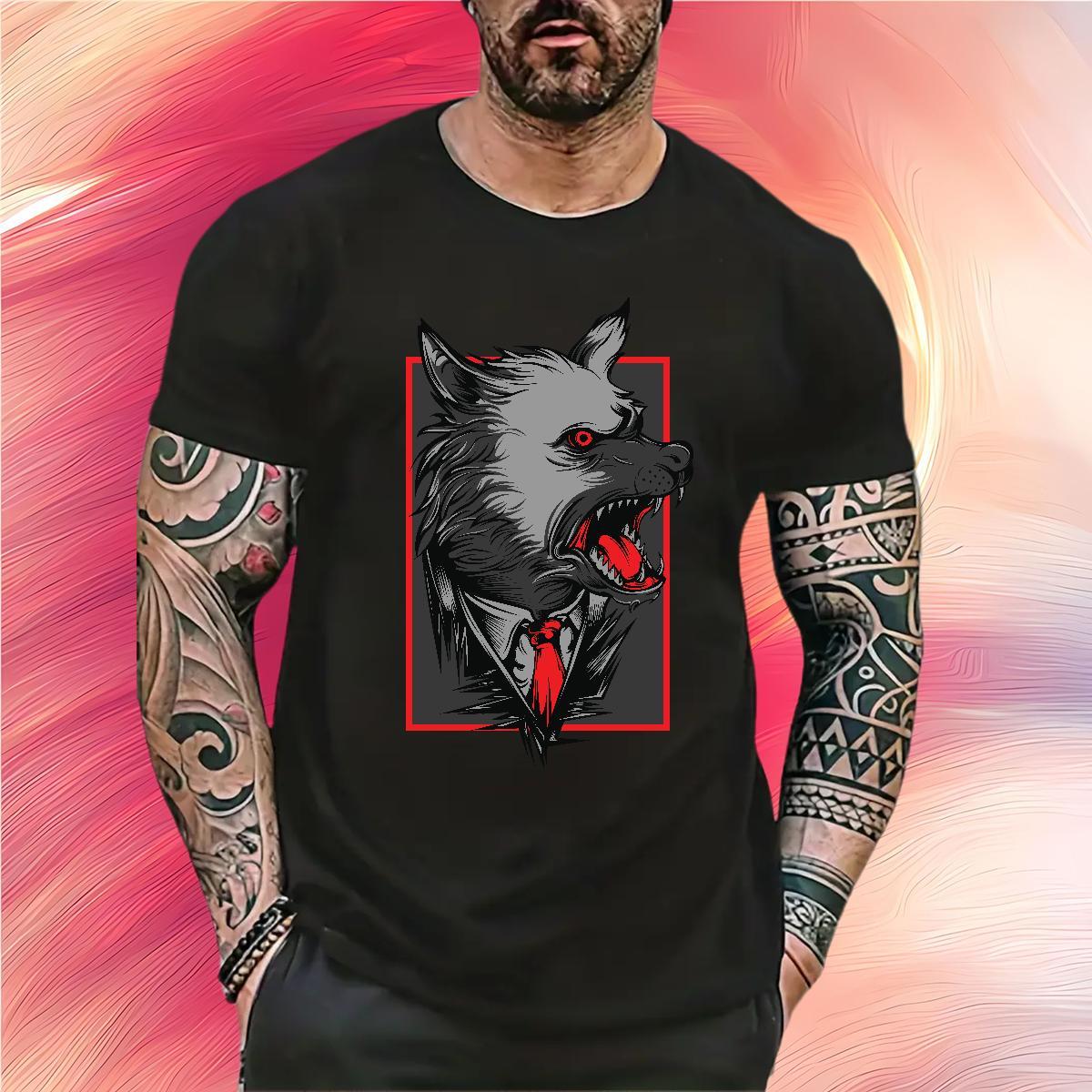Fashion New Man T Shirts 230g 100% Cotton wolf Home Outdoor Clothes Breathable Short Sleeve TOP Quality Men Tops Tees Custom Printed