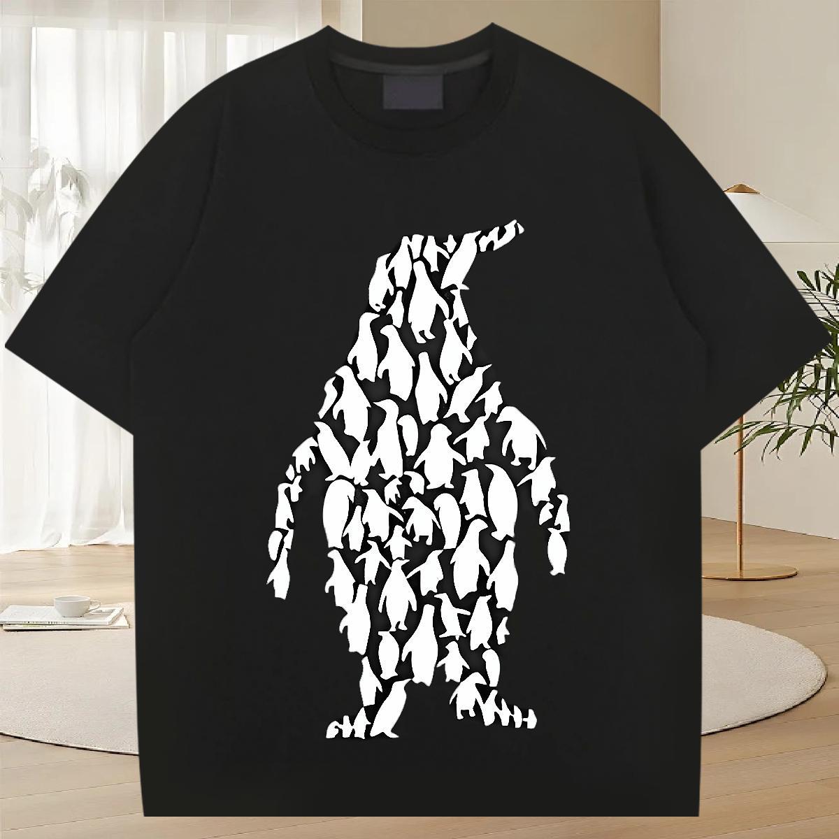 Wholesale Men Clothes T-Shirt 100% Cotton 230g Summer Casual penguin Plus Size Custom Breathable Short Sleeve Casual New Men T Shirts Clothings