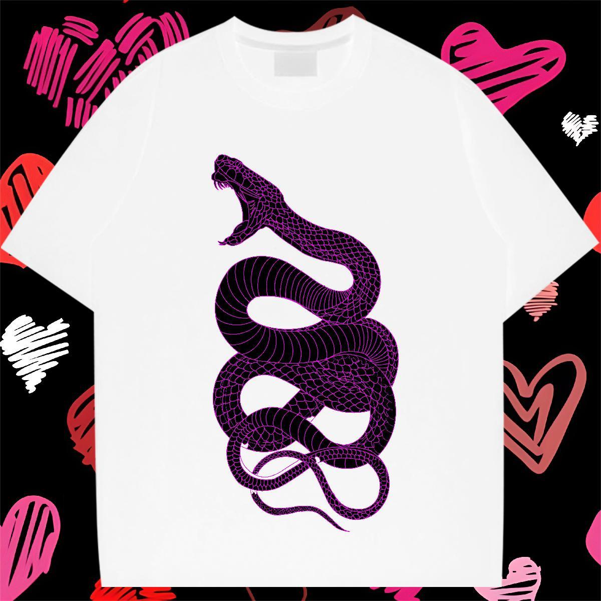 Brand T Shirts Men 230g 100% Cotton snake Summer Casual Polos Breathable Crew Neck Popular Men Tops Tees DIY Anime