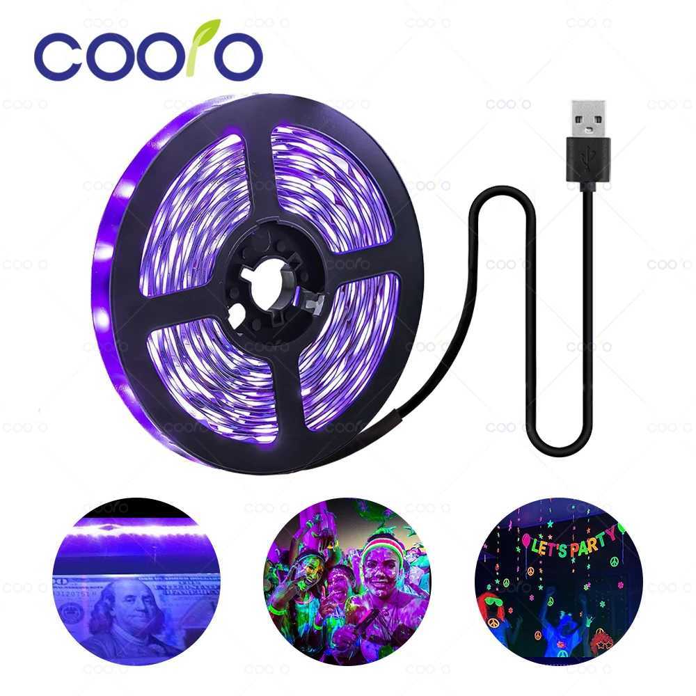 UV LED Strip Light 2835 SMD Purple Flexible Ribbon 395-405nm Ultraviolet Black Light Strip for Halloween Fluorescence Dark Party Y240808