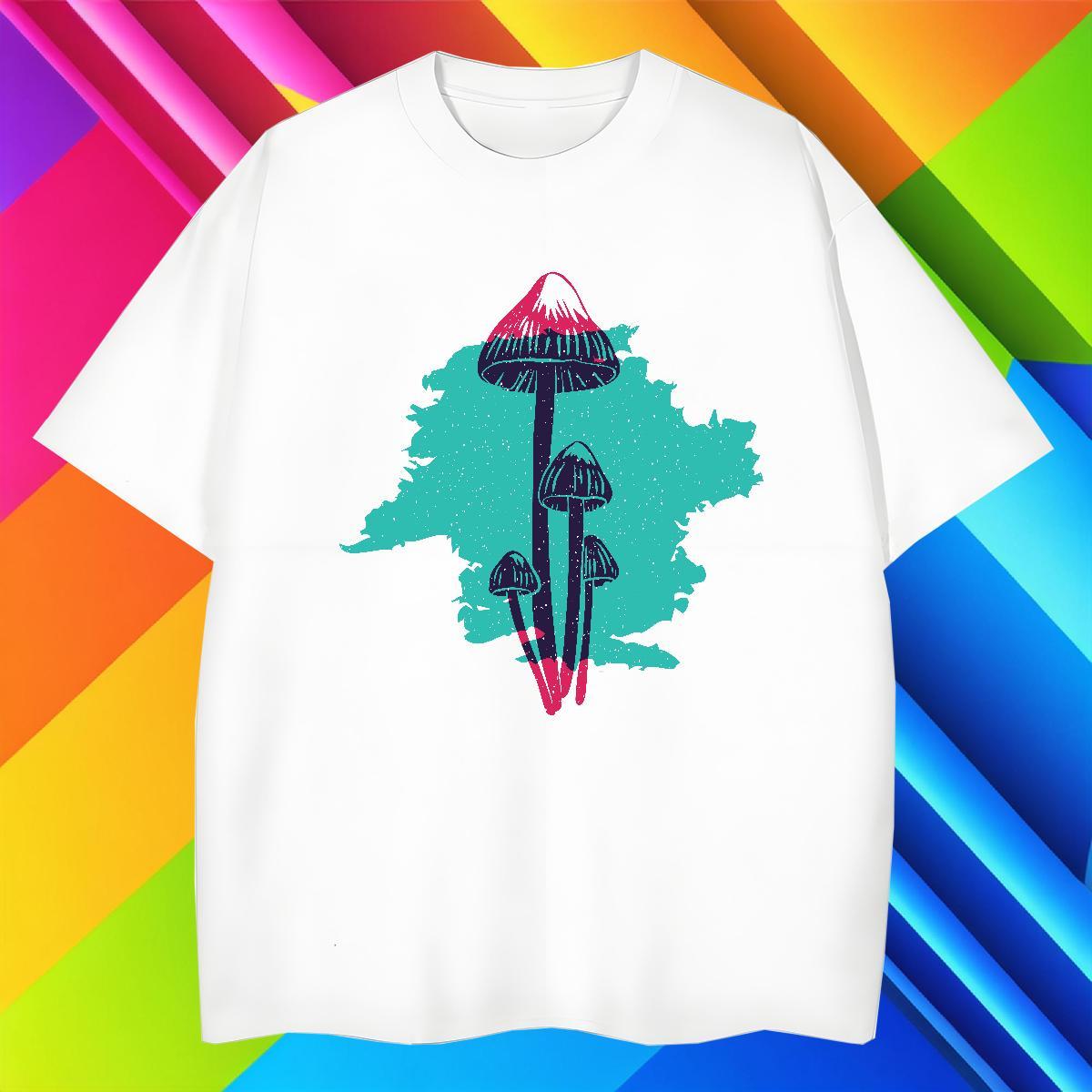 Unisex Men Tees 230g Cotton Spring Summer mushroom Plus Size Cartoon Breathable Short Sleeve Designer T Shirts Men Clothings