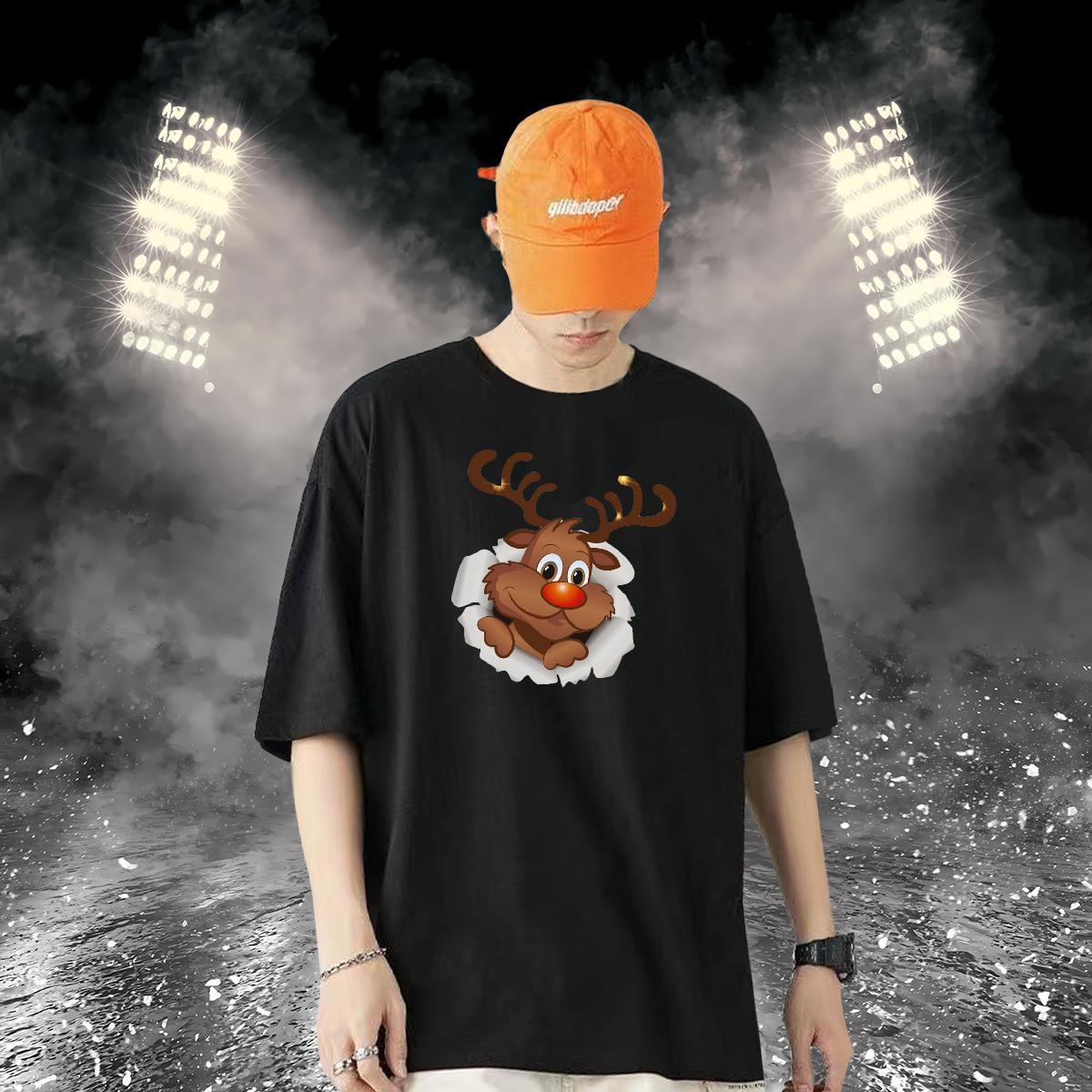 Wholesale Mens T Shirts 230g 100% Cotton Christmas Beach Wear Crew Neck Loose Fit Couples T Shirts Plus Size Custom