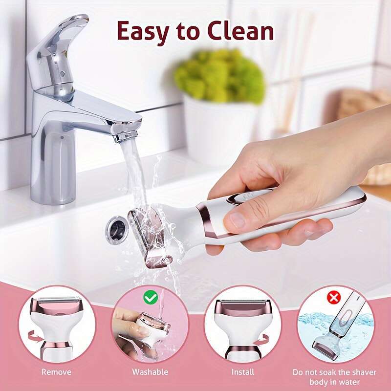 Electric Razor For Women, 4-in-1 Rechargeable grooming kit, Lady Electric Shaver For Face, Nose, Legs And Underarm, Bikini Trimmer For Women Wet & Dry