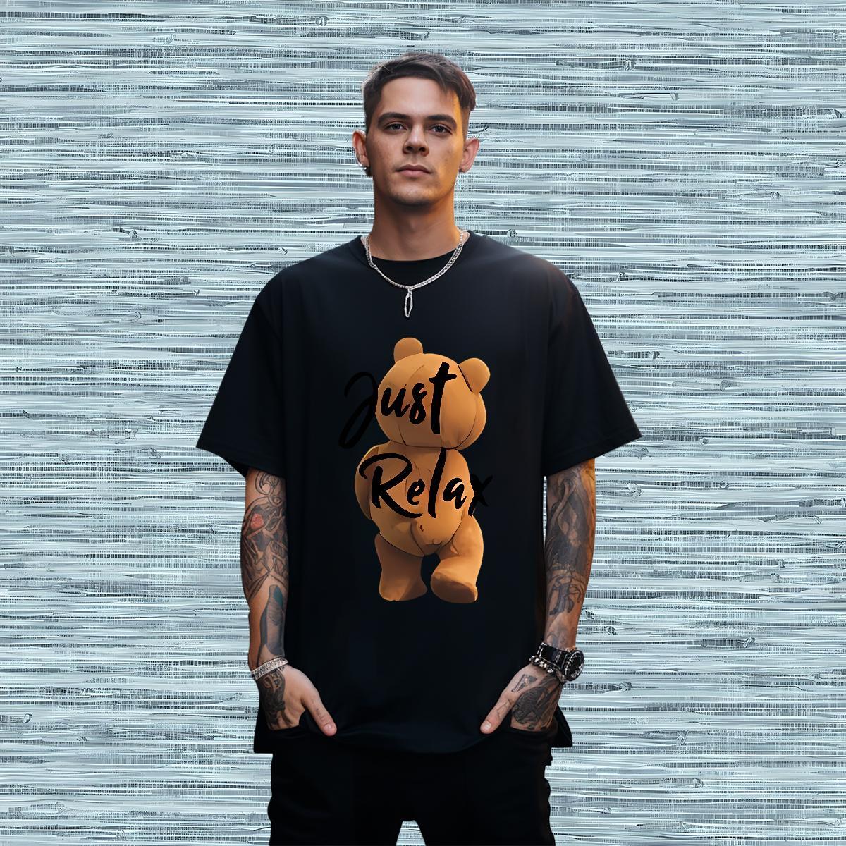 T shirt 230g Cotton bear Beach Breathable Crew Neck Oversized Tshirt for Man Woman Casual New Designer Clothings