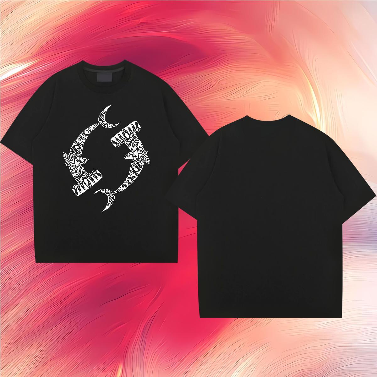 Man T Shirts 100% Cotton 230g fish High Street Hip Hop Breathable Short Sleeve DIY Printed Men Tees Designer Soft Tshirts