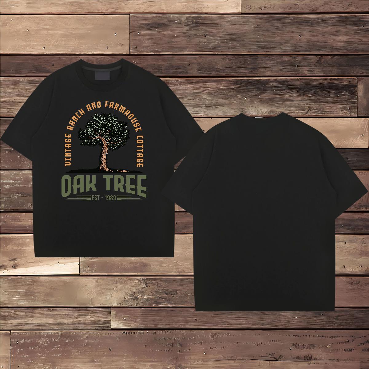 2024 T Shirt For Man 230g Cotton tree Spring Summer Clothings Breathable Short Sleeve Popular Tshirt for Man Woman DIY Logo Oversized