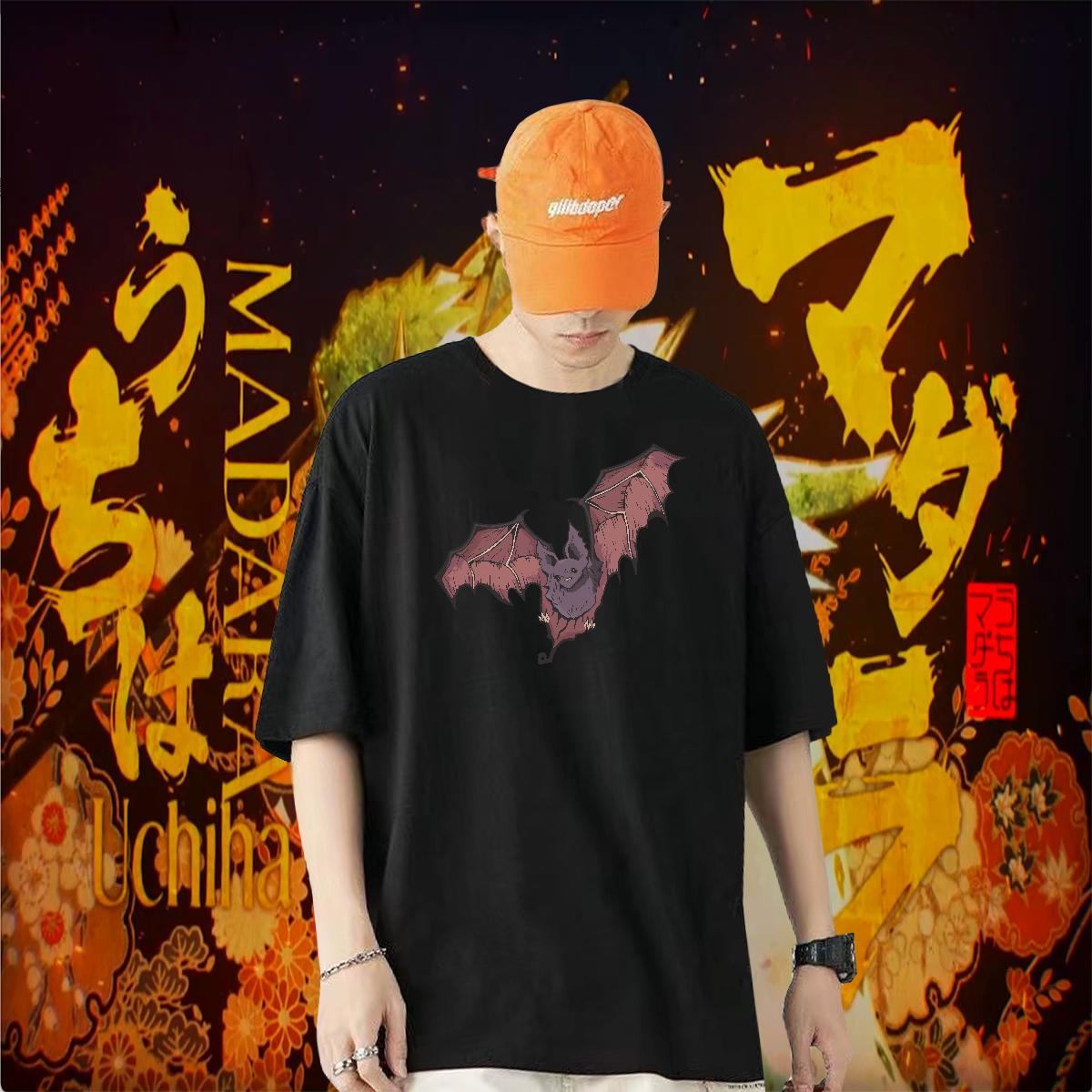 Casual New Mens T Shirts 230g Pure Cotton bat Street Casual Clothings Round Neck Short Sleeve Cool Men Tees DIY