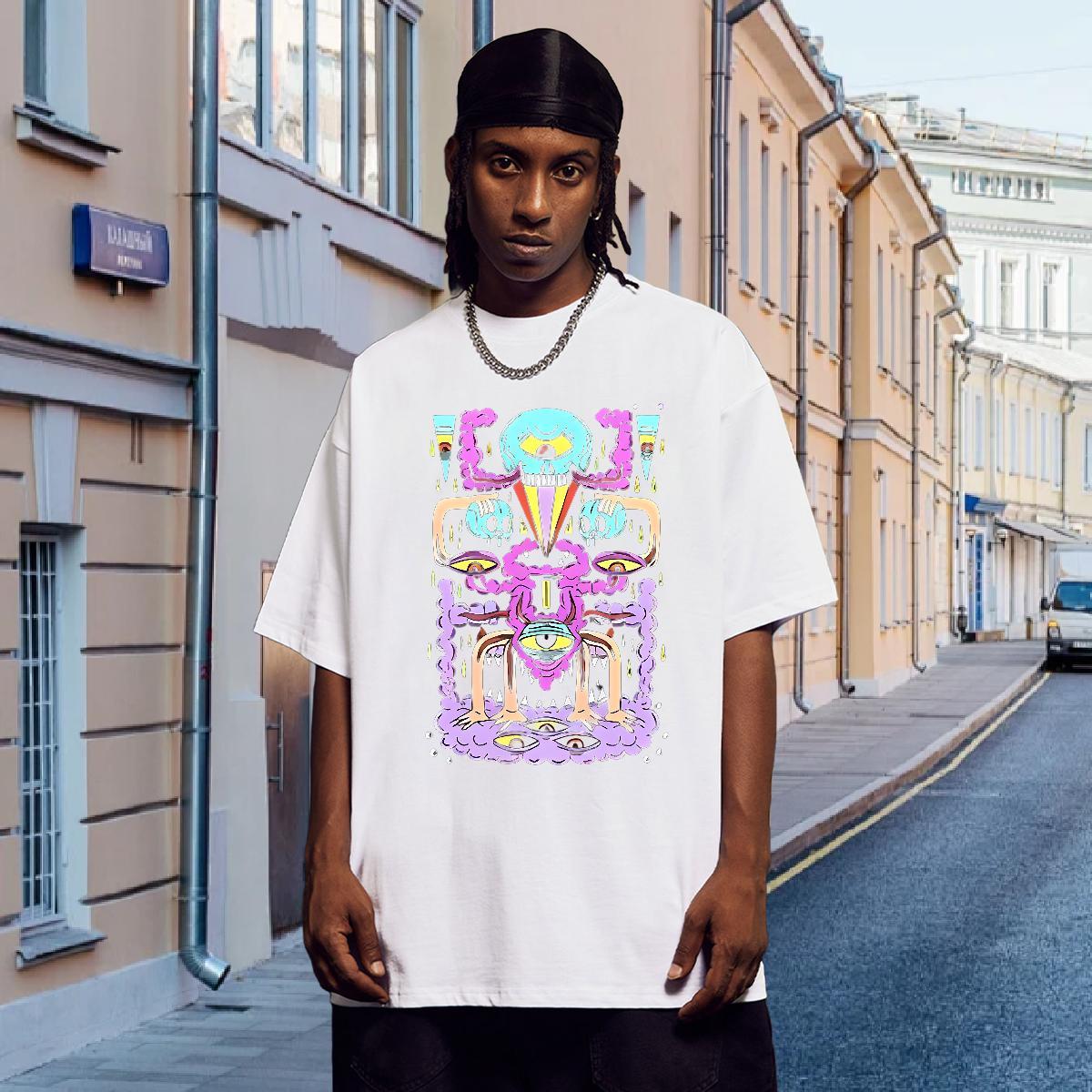 Mens T Shirts 230g Cotton scare Street Casual Short Sleeve Soft White Plus Size Tshirt for Man Woman Free Shipping Cool Clothings