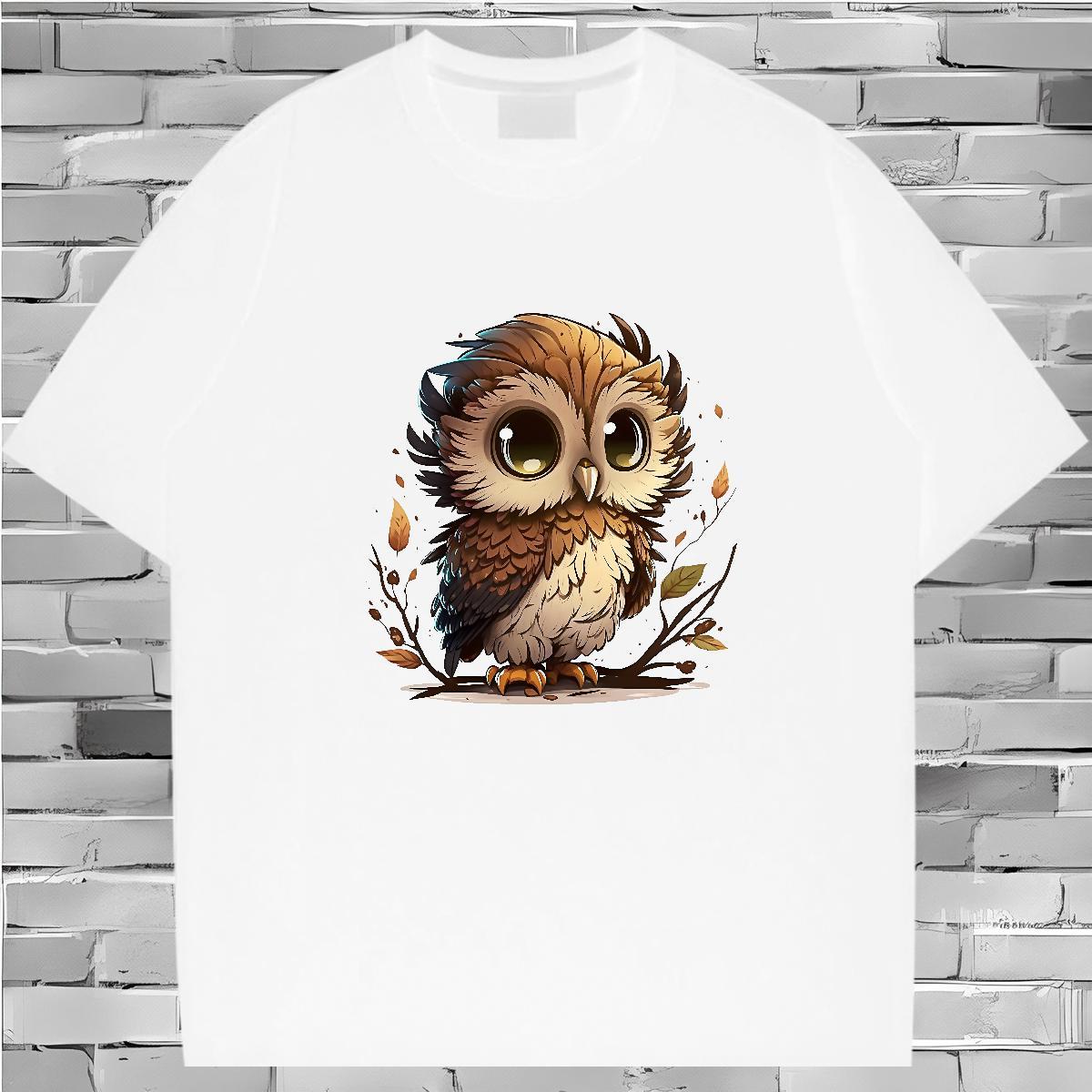 New Men T Shirts 230g Pure Cotton Owl Casual Beach Tops Breathable Crew Neck Designer Tshirts Custom Big Size