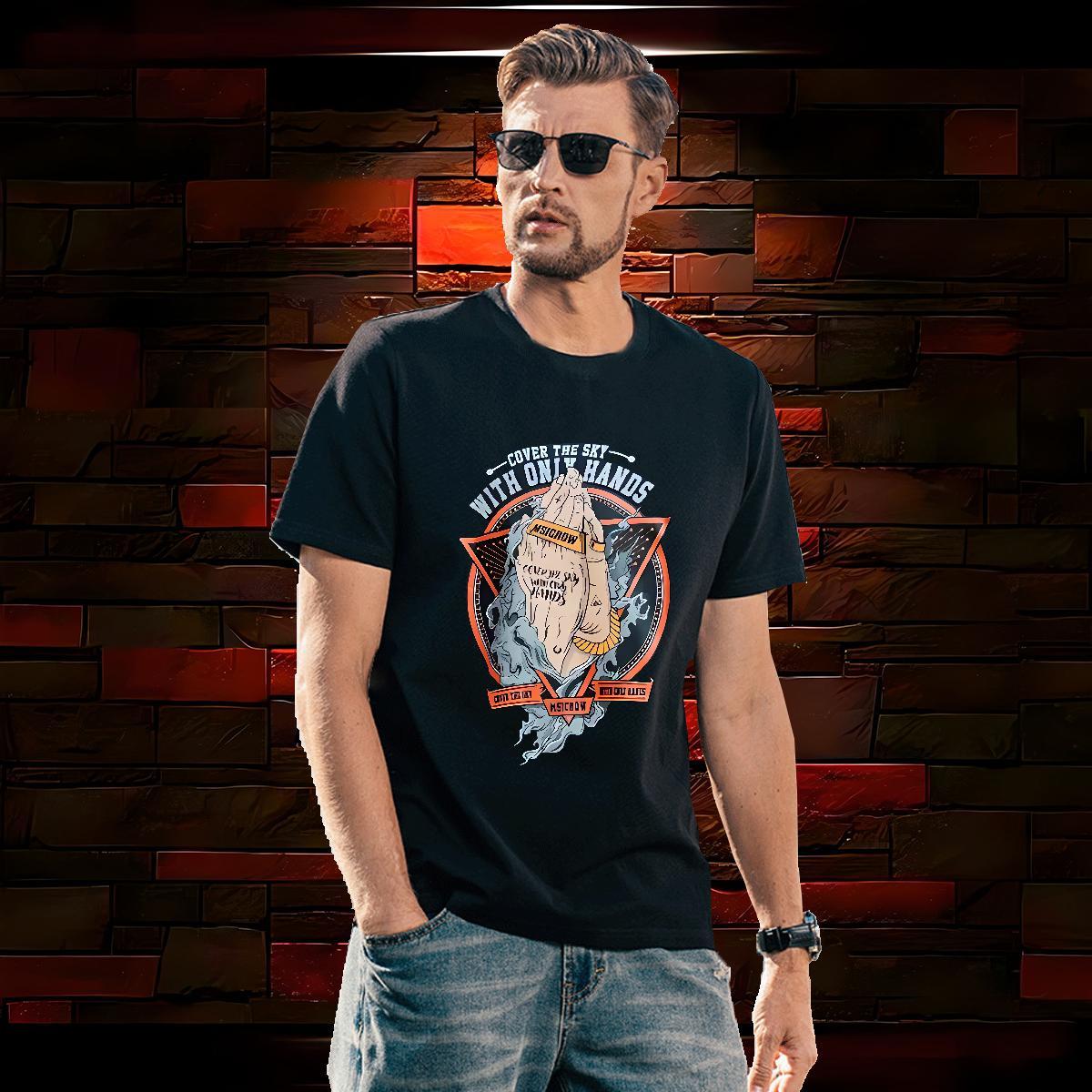 T Shirts Men 230g Pure Cotton hands Daily Outfit Breathable Short Sleeve DIY Anime Couples T Shirts New Free Shipping Tees