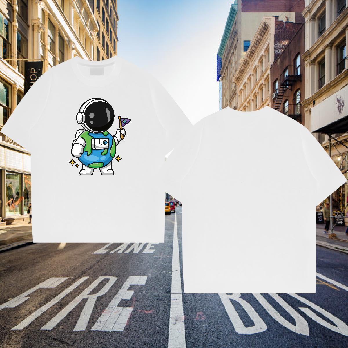 Man T Shirts 230g 100% Cotton cosmonaut Daily Outfit Crew Neck Plus Size Custom Couples T Shirts Designer Fashion Soft Clothings