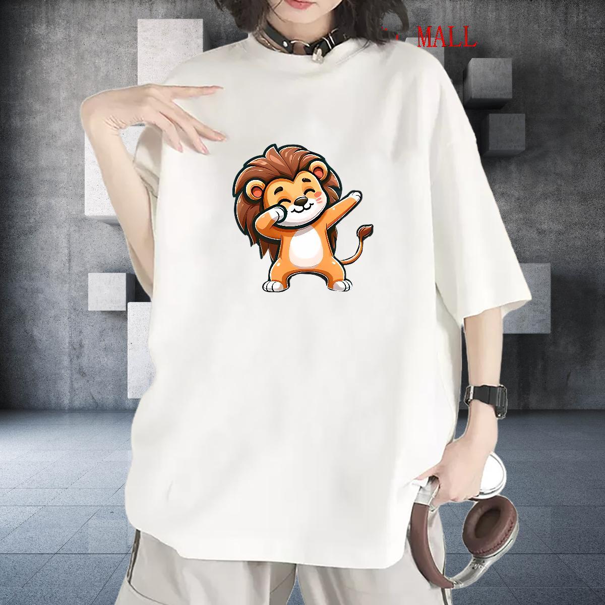 Lady T-Shirts Round Neck Short Sleeve Woman Tshirt DIY Printed High Street Hip Hop 230g Cotton 2024 DIY Polos