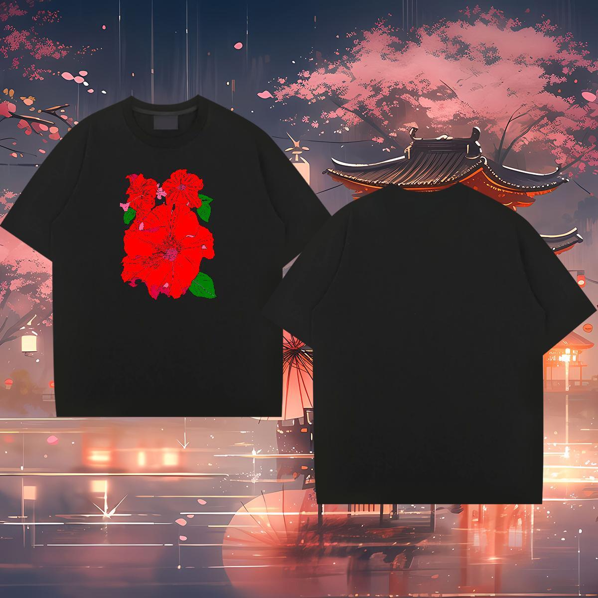 Fashion Man T Shirts 230g Cotton flower Outdoor Tops Pure Cotton Loose Mens Tshirts Custom Print Plus Size