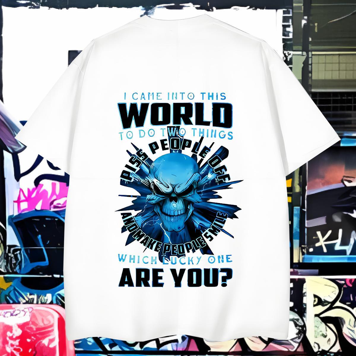 New Designer T-Shirts for Men skull Tees 230g 100% Cotton Home Outdoor Cool Customized Short Sleeve Soft Men Tshirts