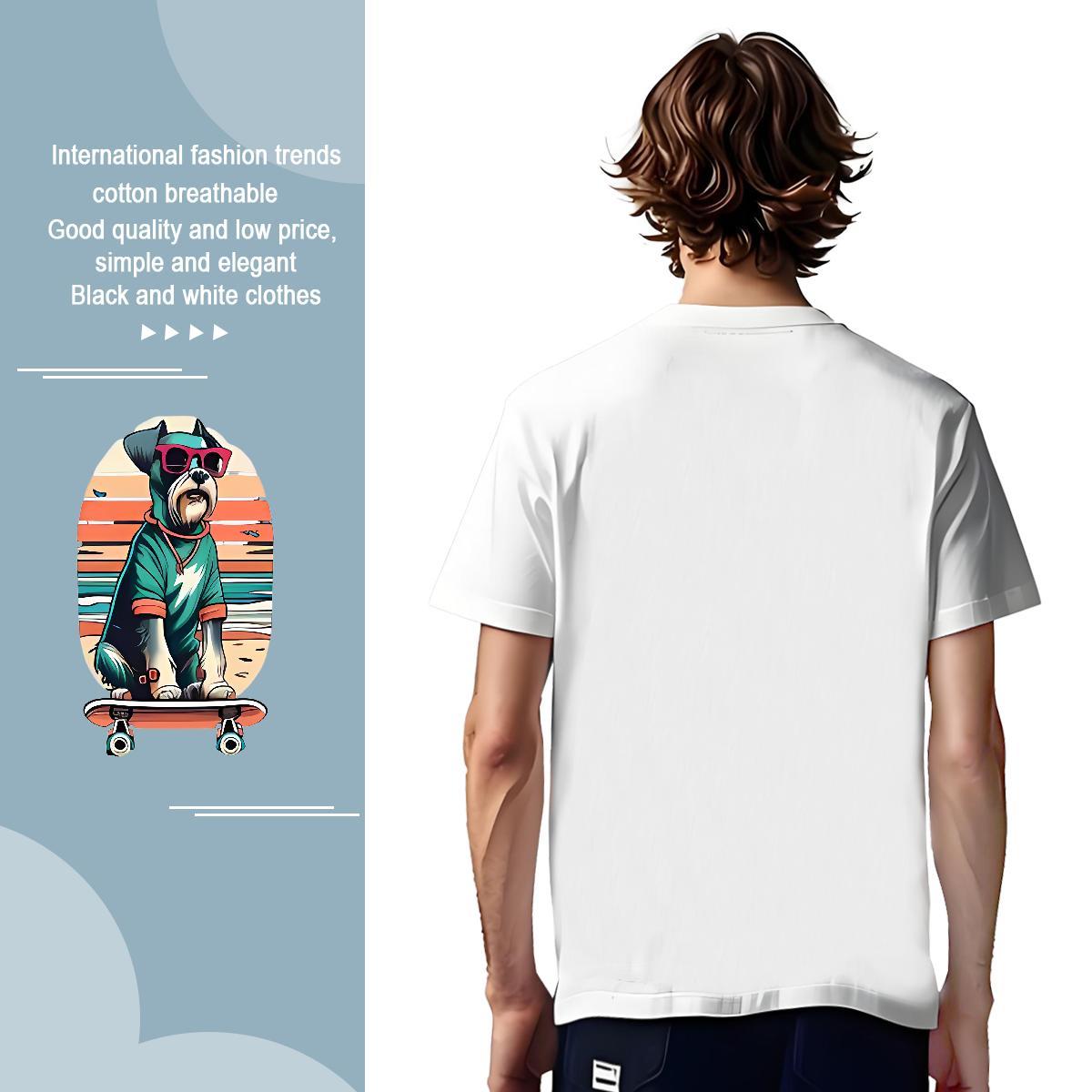 T Shirts Men 230g Pure Cotton dog Street wear Hip Hop Breathable Short Sleeve DIY Men Tshirts Designer Fashion Wholesale Tees