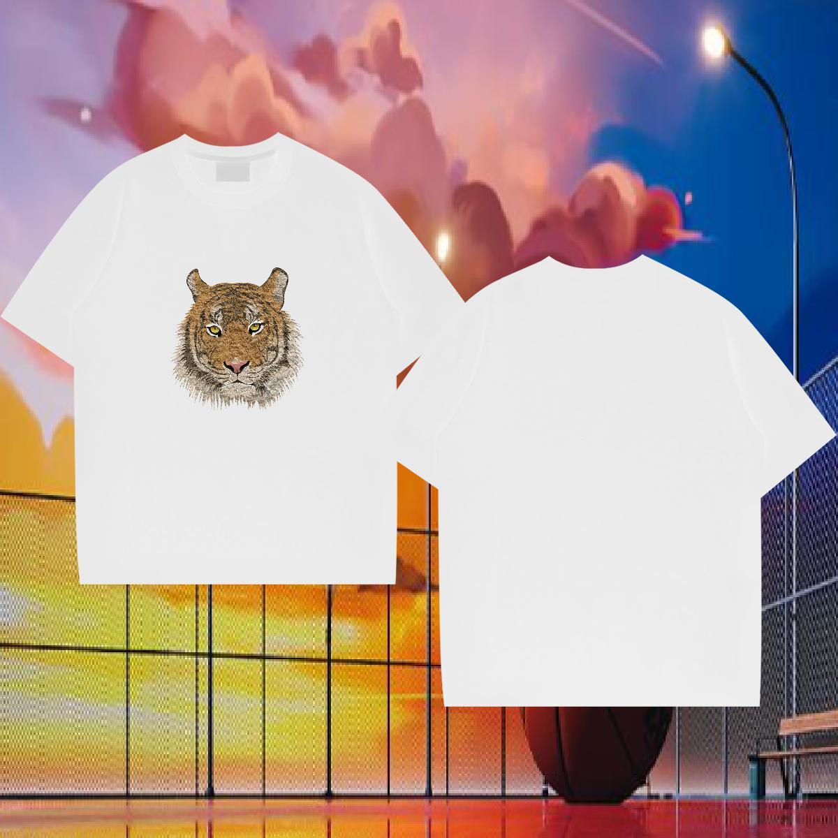 Fashion New Man T Shirts 230g 100% Cotton tiger Hip Hop Tees Shirts Pure Cotton Loose Fit Couples T Shirts DIY Logo Oversized