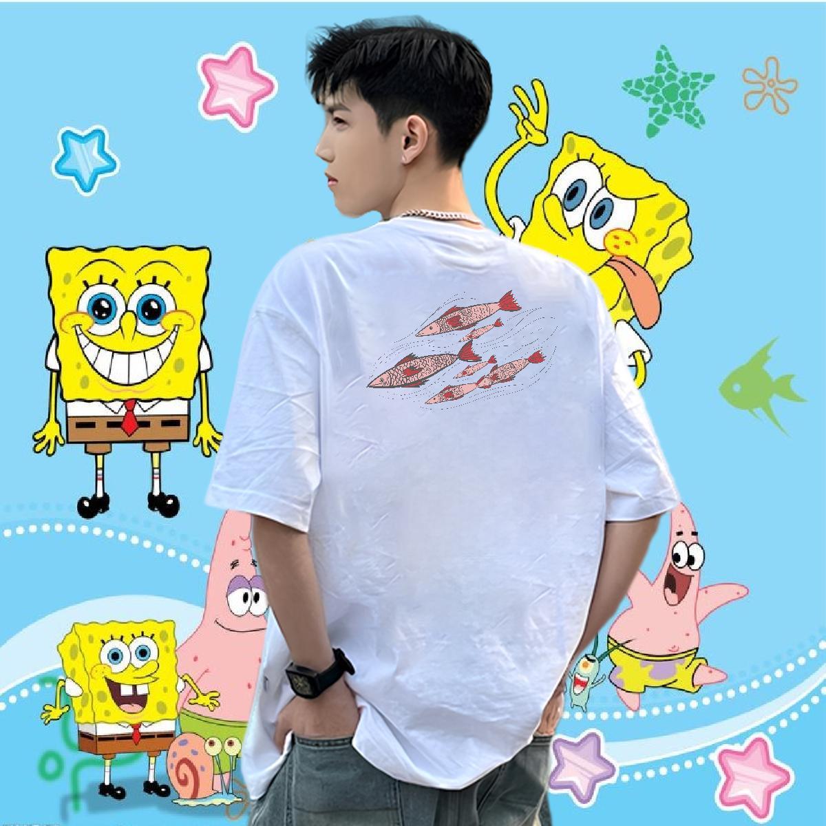 Casual New Mens T Shirts 230g 100% Cotton fish Street Casual Tshirts Short Sleeve O-Neck Wholesale Couples T Shirts Custom Cartoon