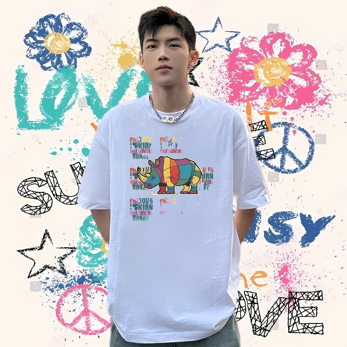 Fashion Designer T Shirts Men 230g Pure Cotton Street Casual Polos O Neck Short Sleeves Popular Couples T Shirts Black White