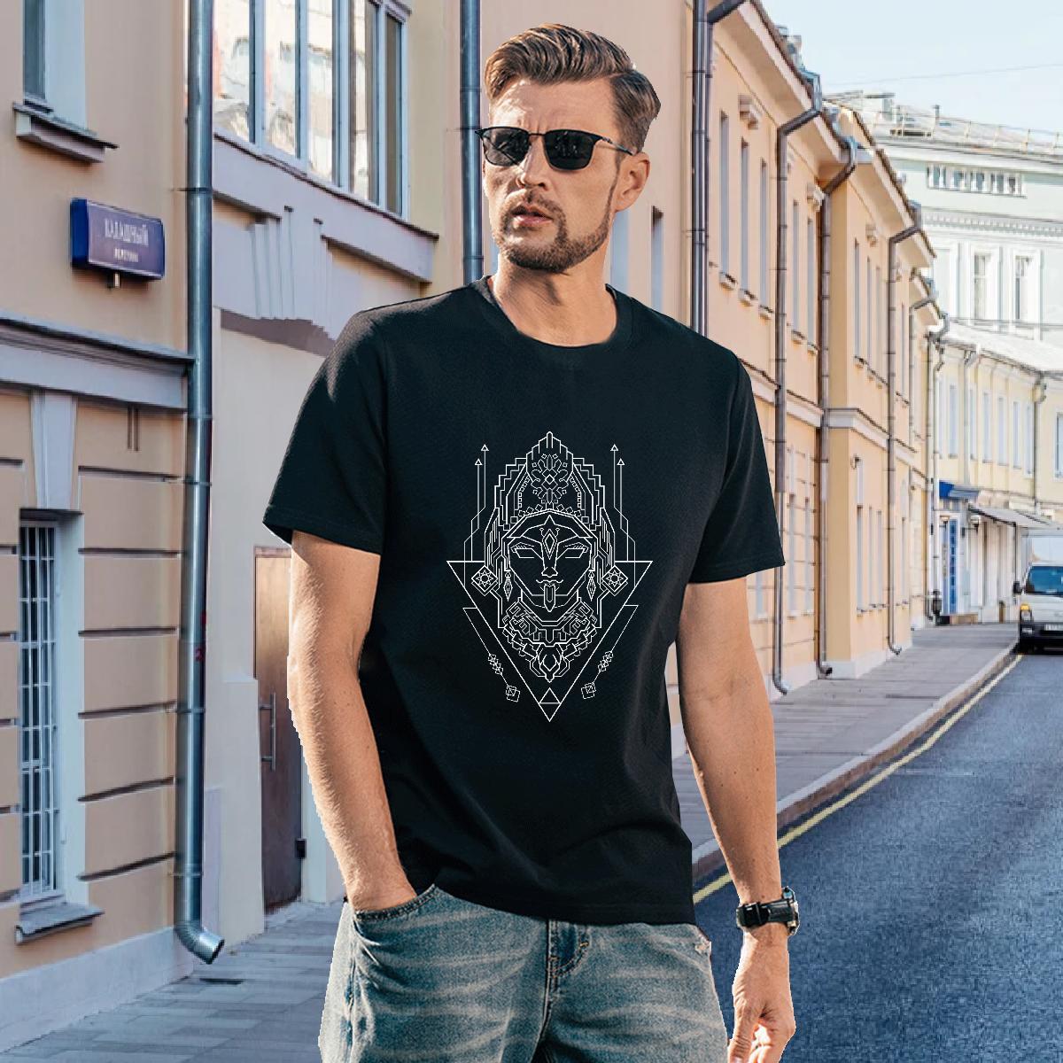 T-Shirts for Men 230g Cotton Lines Beach O-Neck Short Sleeve Customized Print Men Clothes T-Shirt 2024 Designer Soft Tees