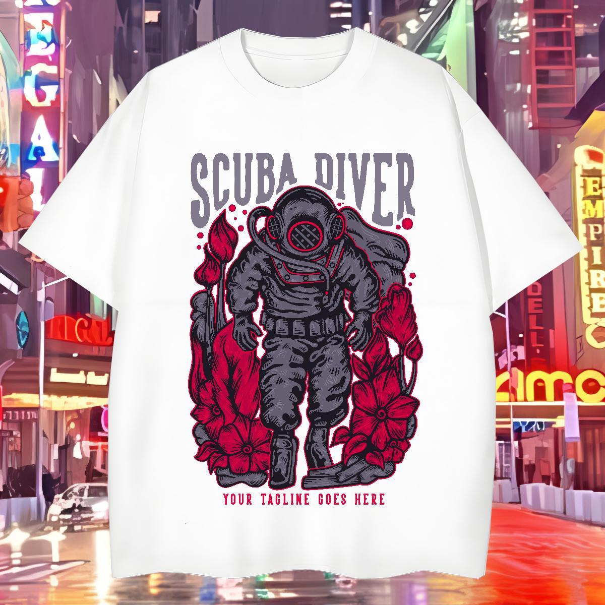 T-Shirts for Men 230g Pure Cotton space Street Wear Breathable Crew Neck Custom Printed Tshirts Fashion New Designer Clothings