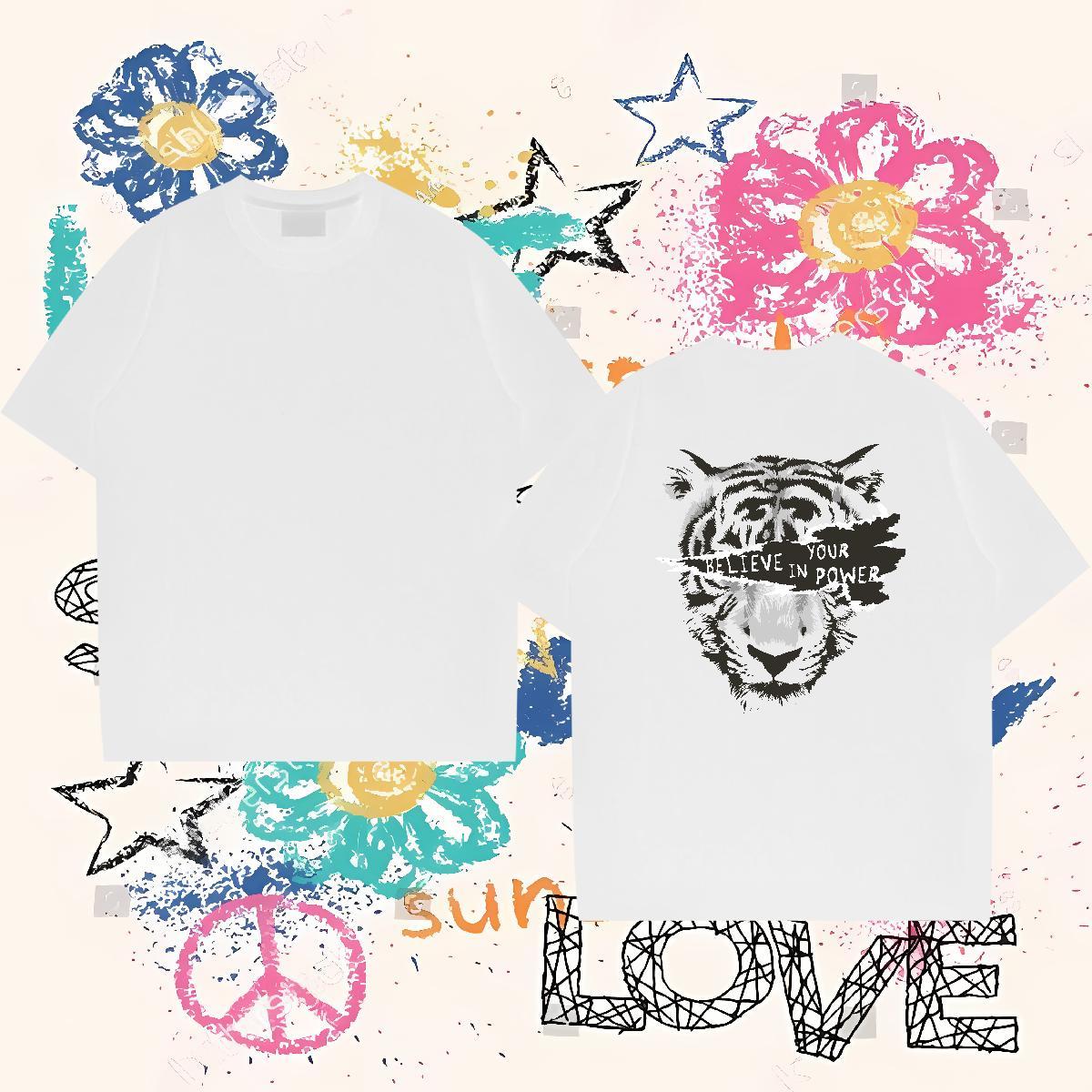 Fashion Casual Mens T Shirts 230g Cotton leopard Daily Wear Polos Breathable Short Sleeve Loose Men Clothes T-Shirt DIY Printed