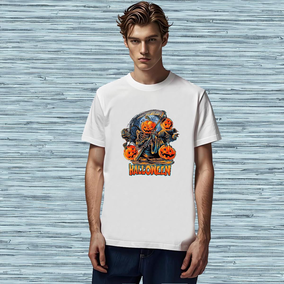 Brand T-Shirts for Men 230g Cotton pumpkin Anime Printing Street Tees Shirts O Neck Short Sleeves High Quality Tshirt for Man Woman DIY Printed