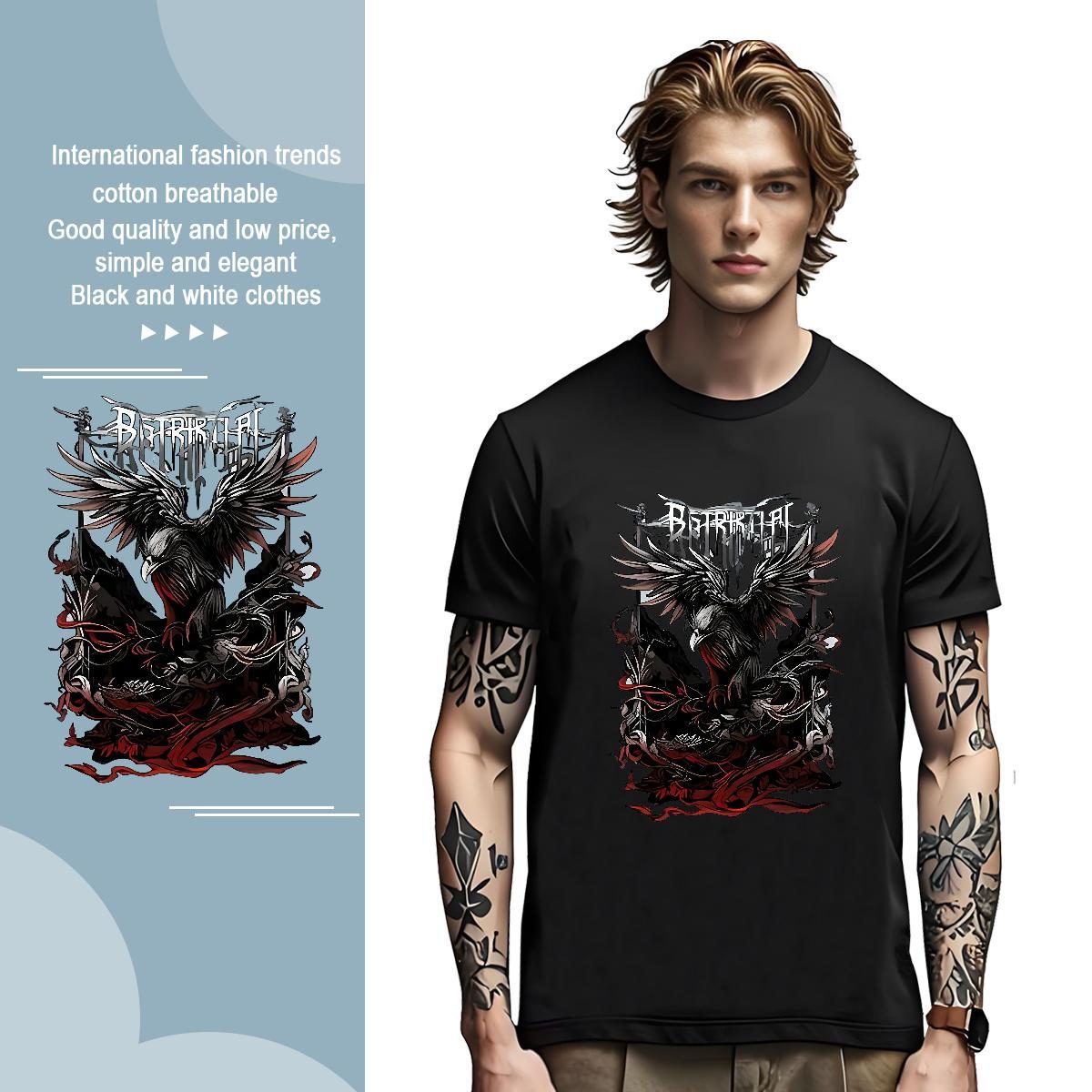 T-Shirts for Men 230g 100% Cotton eagle Sport Breathable Anime Men Clothes T-Shirt Wholesale High Quality Tee Shirt