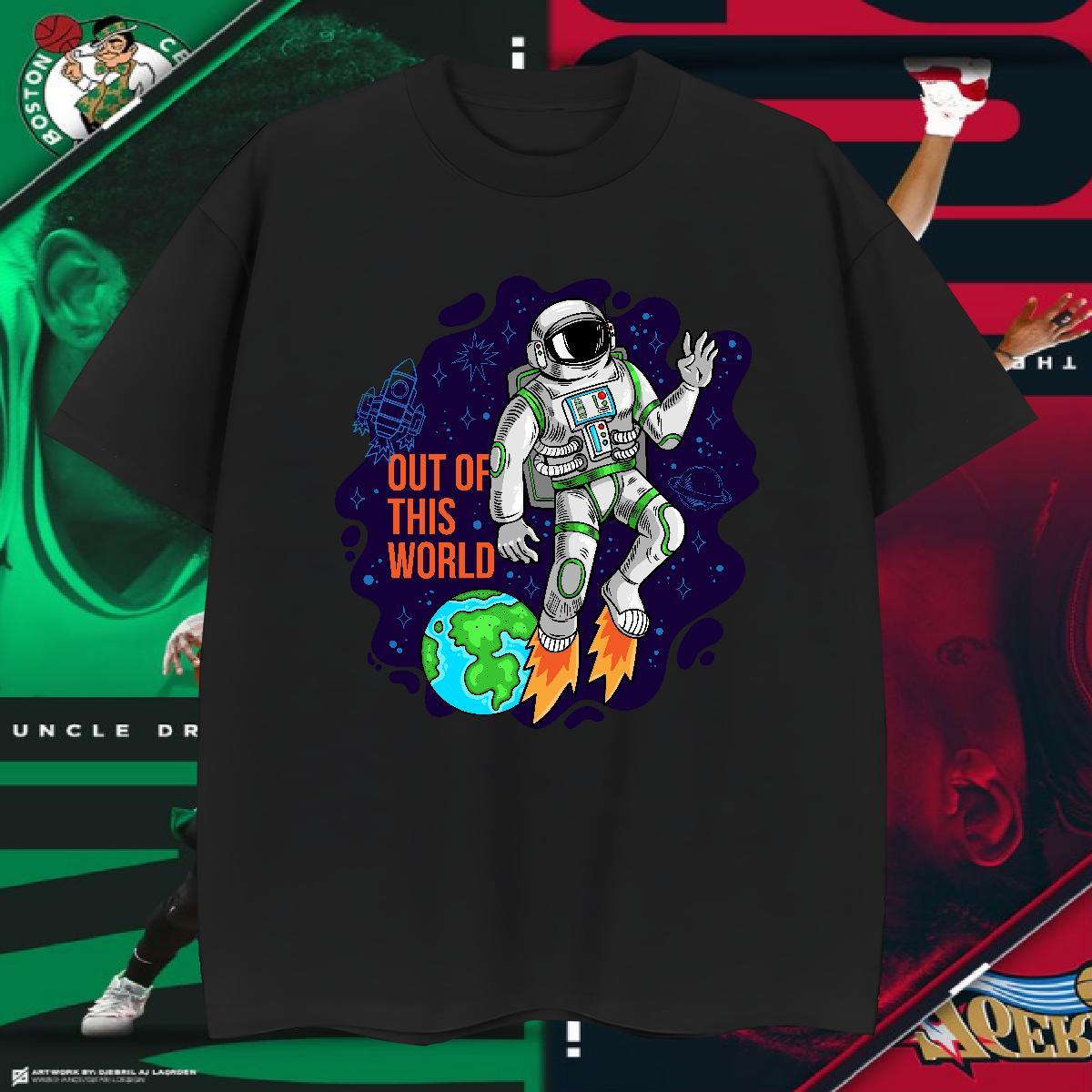 T-Shirts for Men 230g Pure Cotton cosmonaut Street Casual Crew Neck Breathable Oversized 4XL Tshirts Fashion Design Free Shipping Tees Shirts