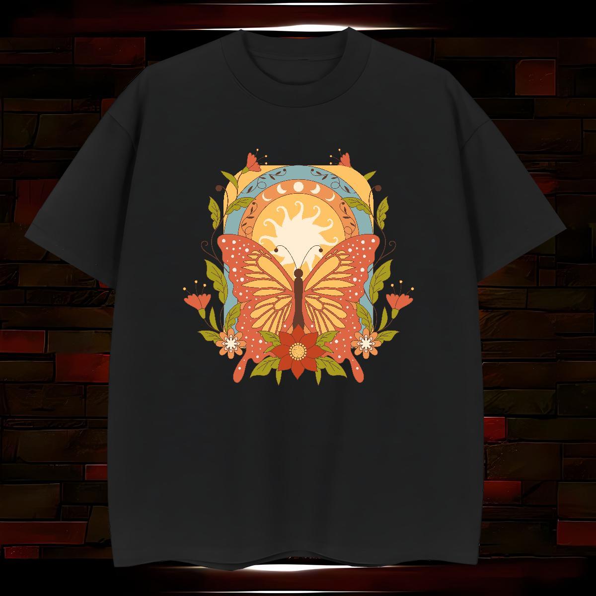 T Shirts Men 100% Cotton 230g Butterfly Daily Outfit Breathable Crew Neck Oversized 3XL 4XL Men Tops Tees DIY Popular Top Tees