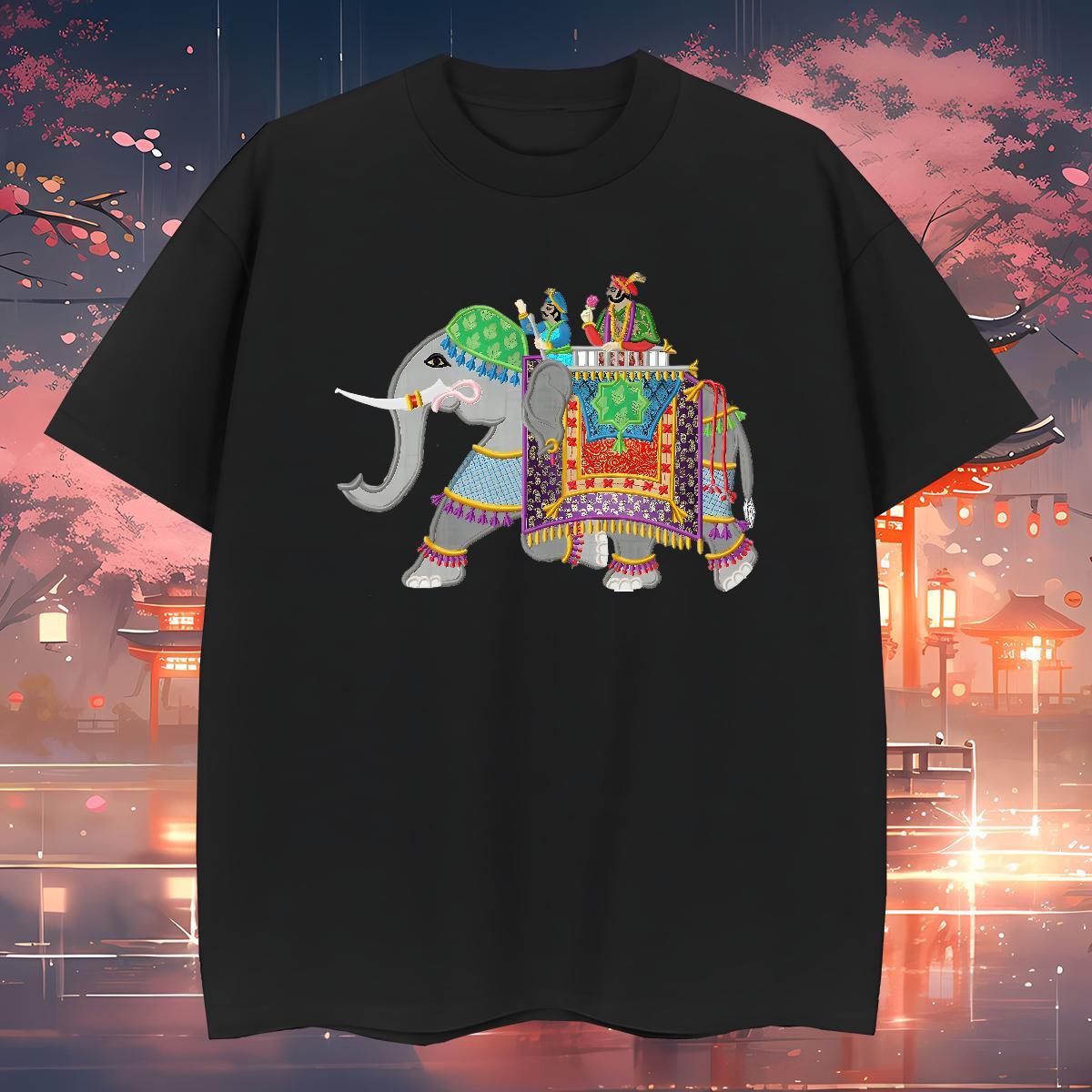 T Shirts Men 230g Cotton Elephant Street Casual Short Sleeve O-Neck Anime Men Tshirts Fashion Casual Loose Fit Tops