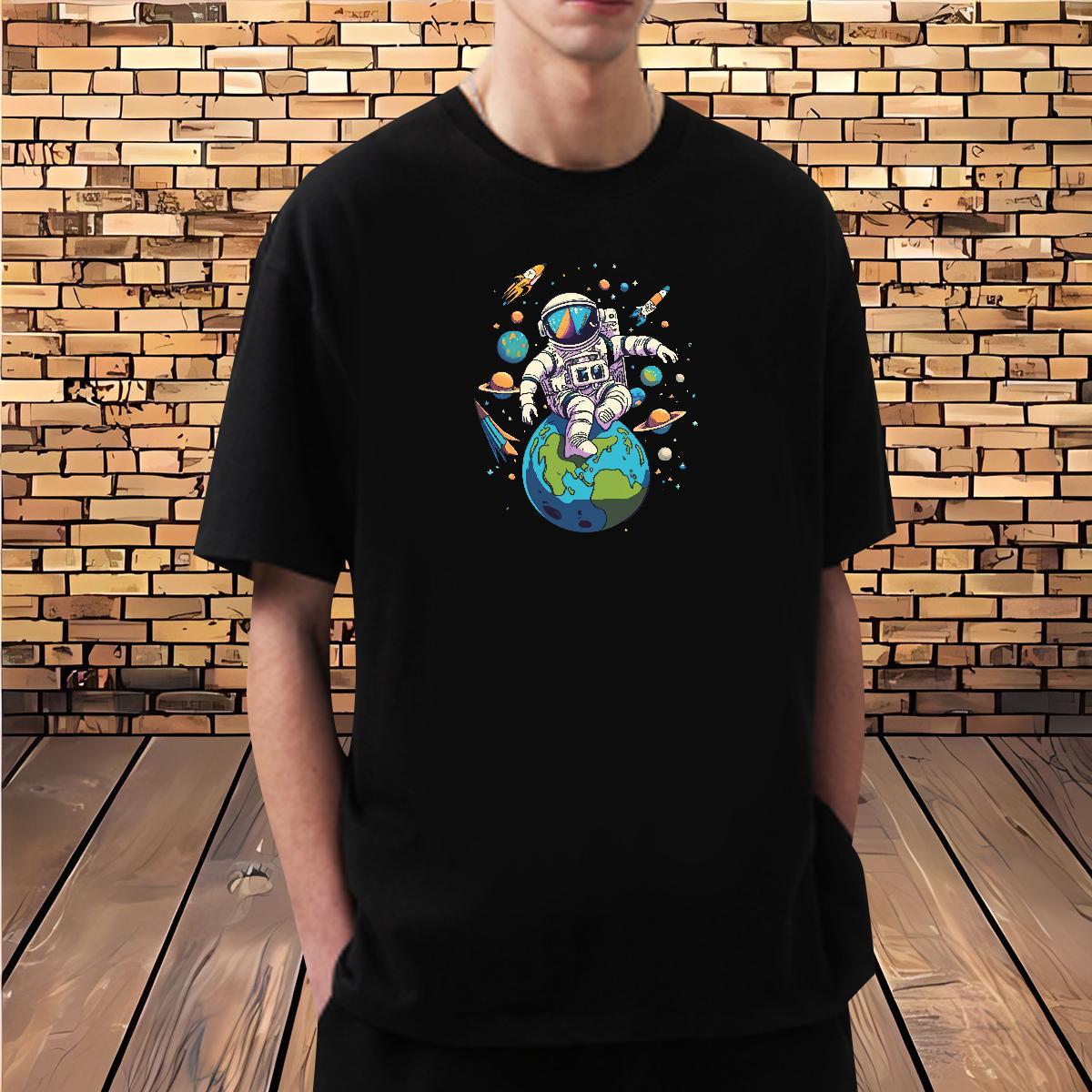 Fashion Design Man T Shirts spaceman Clothes 230g Pure Cotton Casual Beach Designer Oversized Breathable Crew Neck Tshirts