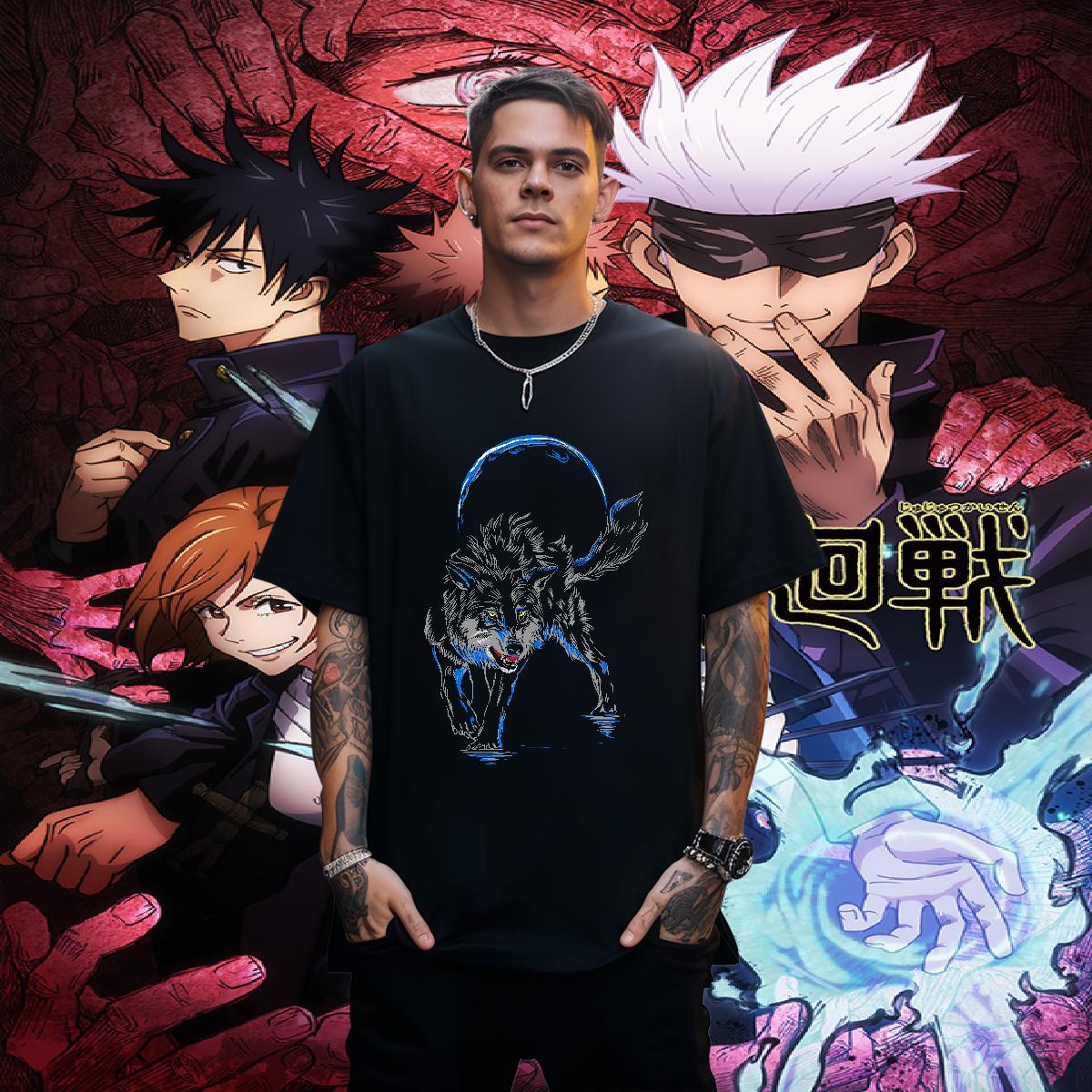 Brand Mens Tshirts 100% Cotton 230g wolf T shirt Summer Casual O-Neck Short Sleeve Custom Print Oversized Casual New Tops