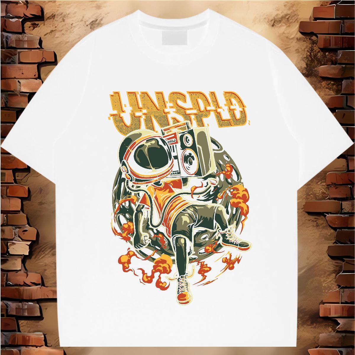 T Shirt For Man 230g 100% Cotton universe Casual Pure Cotton Oversized Mens Tshirts Casual New Cool Tees