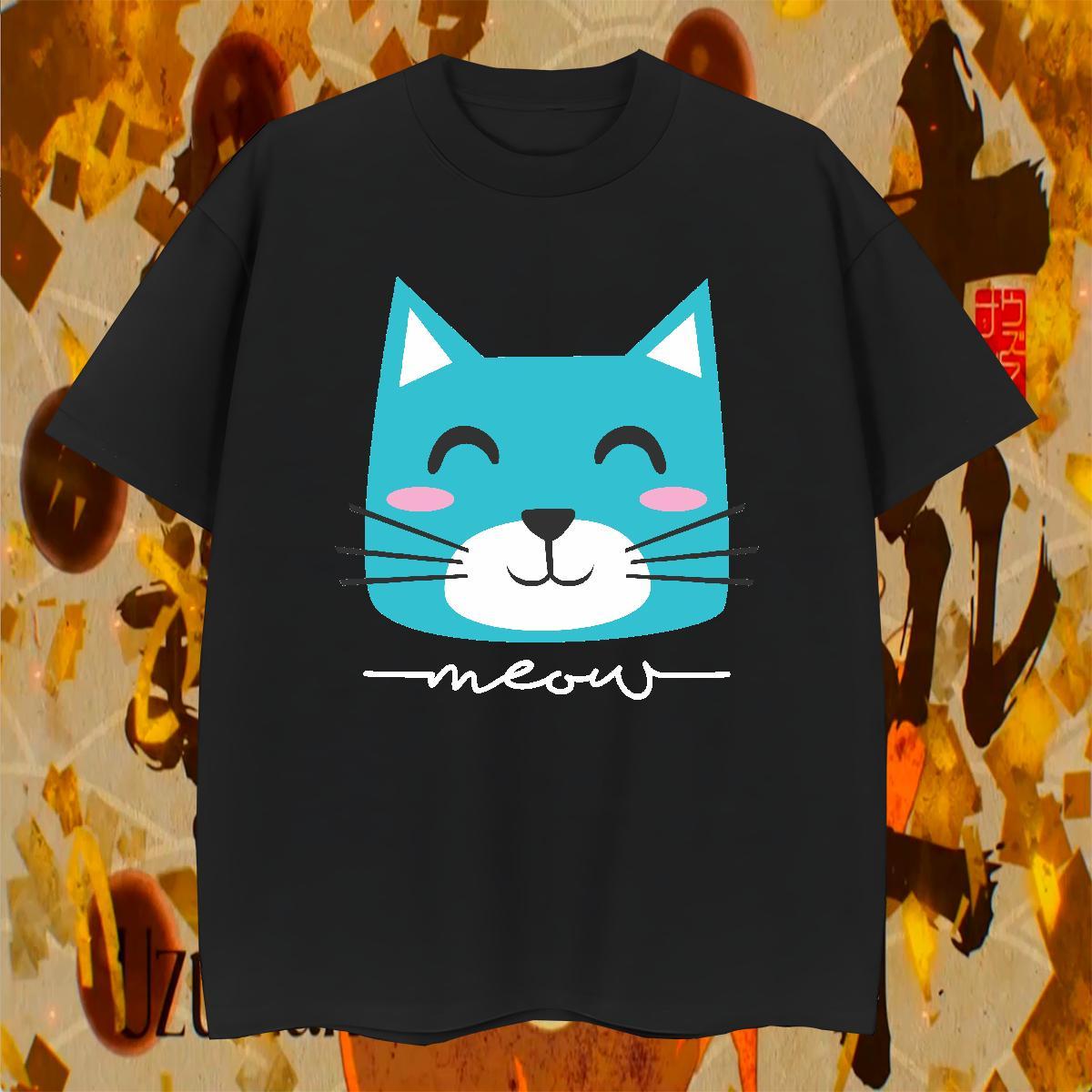 Soft Men Clothes T-Shirt 230g Cotton cute T Shirts Men Outdoor Pure Cotton Anime Print Fashion Clothings
