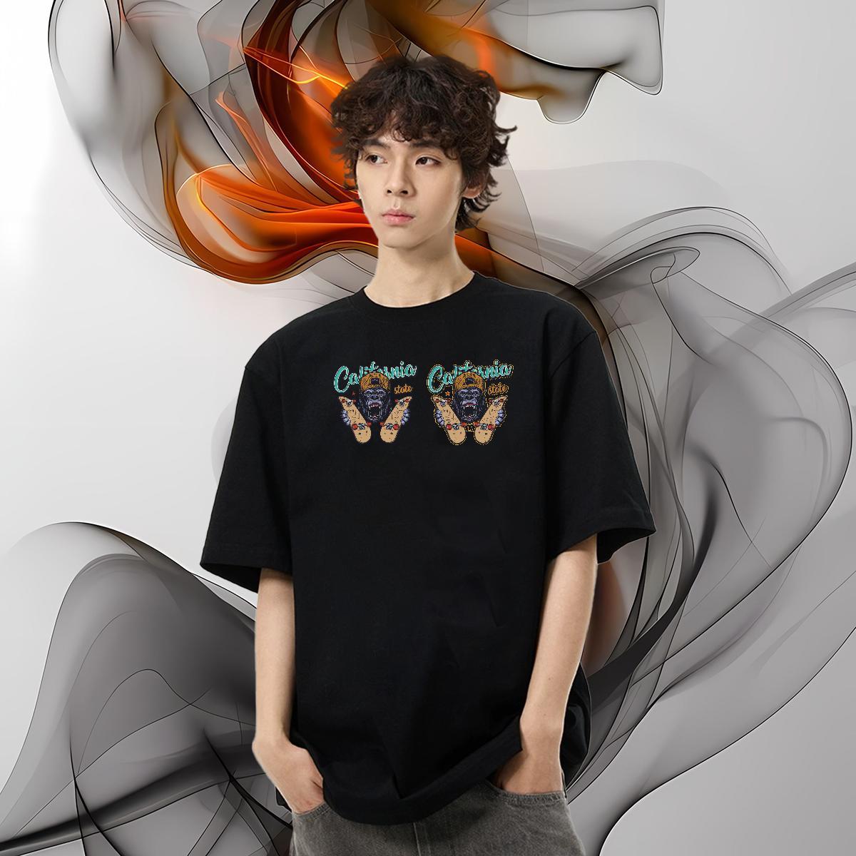 Casual New Man T Shirts 230g 100% Cotton chimpanzee Casual Daily Wear Polos Round Neck Short Sleeve High Quality Men Clothes T-Shirt Oversized 4XL