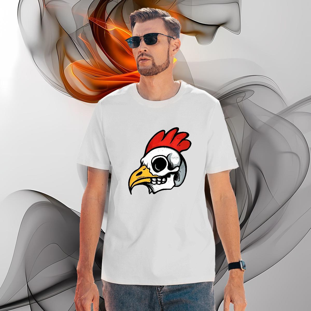 Popular Tshirts 100% Cotton 230g chicken T Shirt For Man Casual Daily Wear Breathable Soft Cartoon Printing L-4XL New Clothes