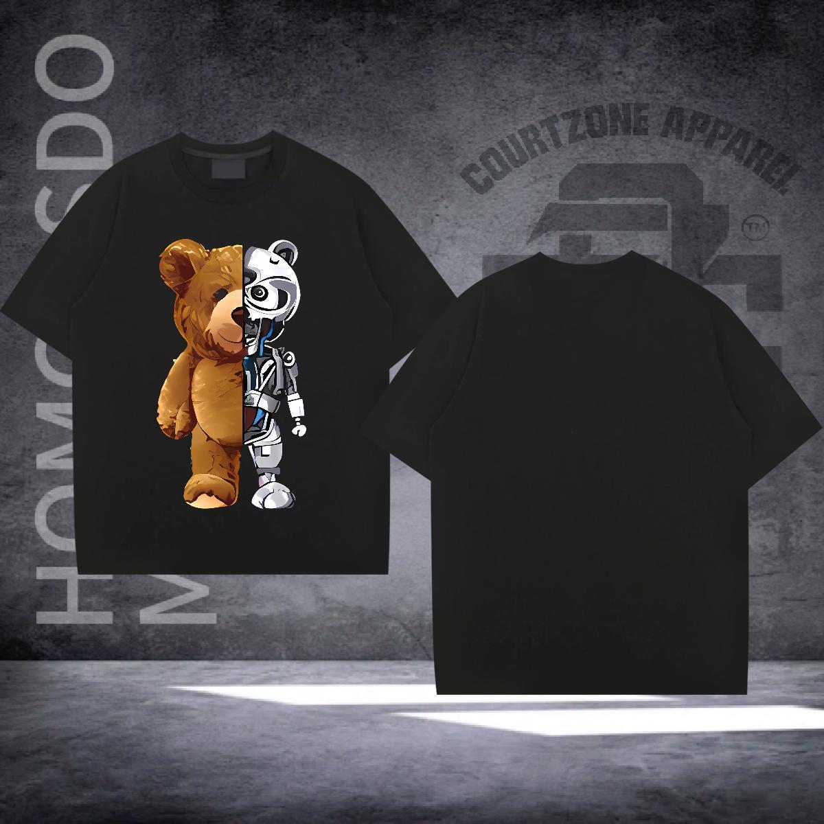 Fashion New T Shirts Men 230g Pure Cotton bear Daily Wear Clothings Crew Neck Free Shipping Men Tees Custom Print Oversized