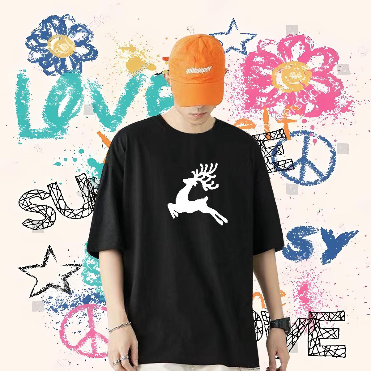 Designer T Shirts Men 230g 100% Cotton Christmas Daily Outfit Top Tees Crew Neck Comfortable Tshirt for Man Woman Cartoon Printing L-4XL