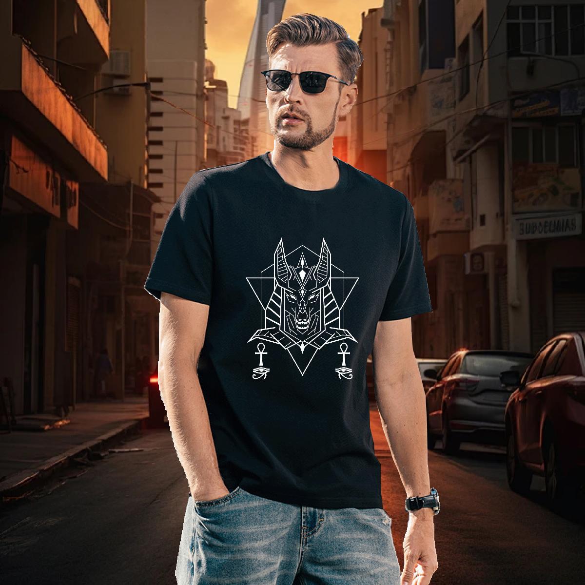 Mens T Shirts 230g Pure Cotton Geometric line Street Wear Breathable Custom Print Plus Size Men Tops Tees Fashion Casual Comfortable Tops Shirt
