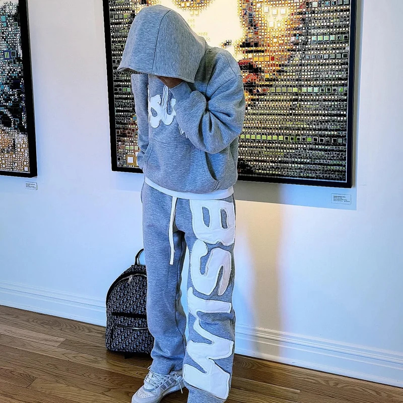 Vintage Alphabet Hoodie for Men Y2k Goth Harajuku Fashion Coat Couple Casual Loose Sweatshirt hooded Tops Clothing 240806
