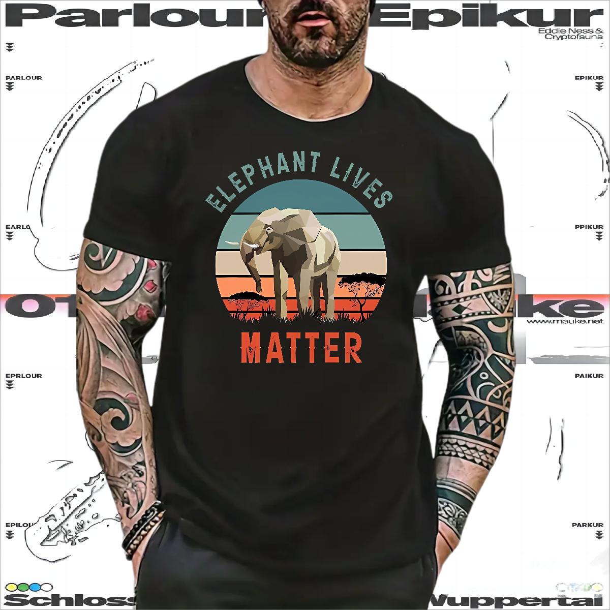 2024 Summer T Shirts Men 230g Cotton Elephant Sports Casual Clothings Breathable Short Sleeve TOP Quality Men Tees Graphic