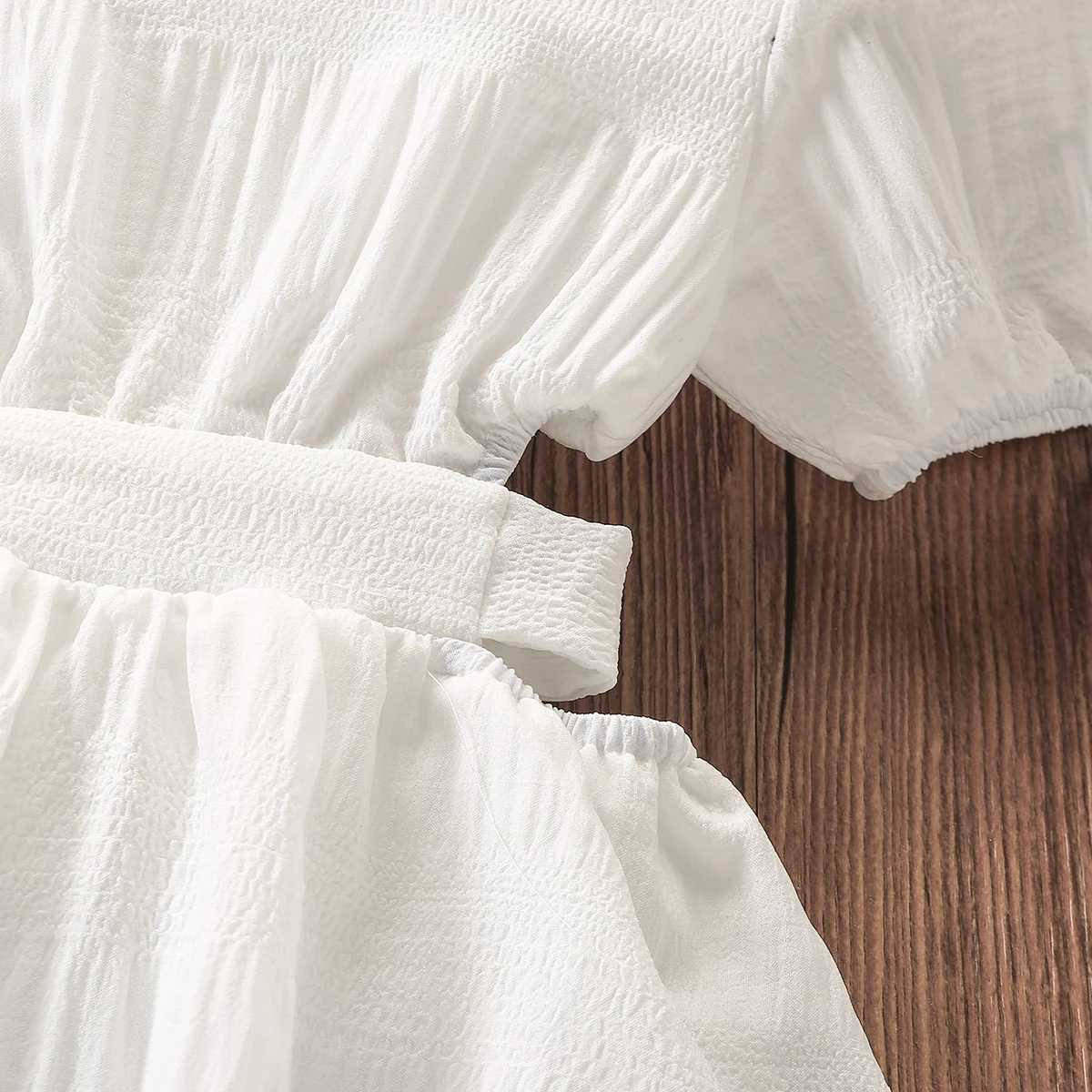 Childrens white dress girls clothing party long dress ball princess clothing childrens summer youth Vestidas 6 8 10 12 years oldW240720