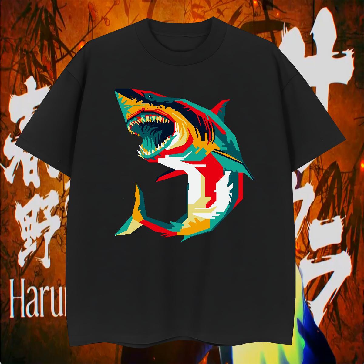 T-Shirts for Men 230g Pure Cotton shark Daily Wear Breathable Soft Plus Size Custom Tshirts Casual New Comfortable Top Tees