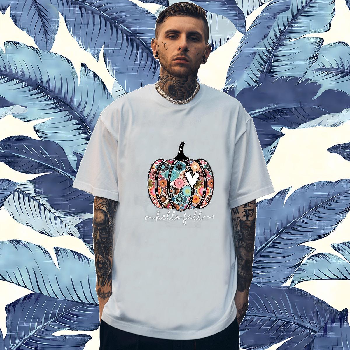 Wholesale Men Tops Tees 230g 100% Cotton halloween T shirt Street Casual Crew Neck DIY 2024 Summer Tops Shirt